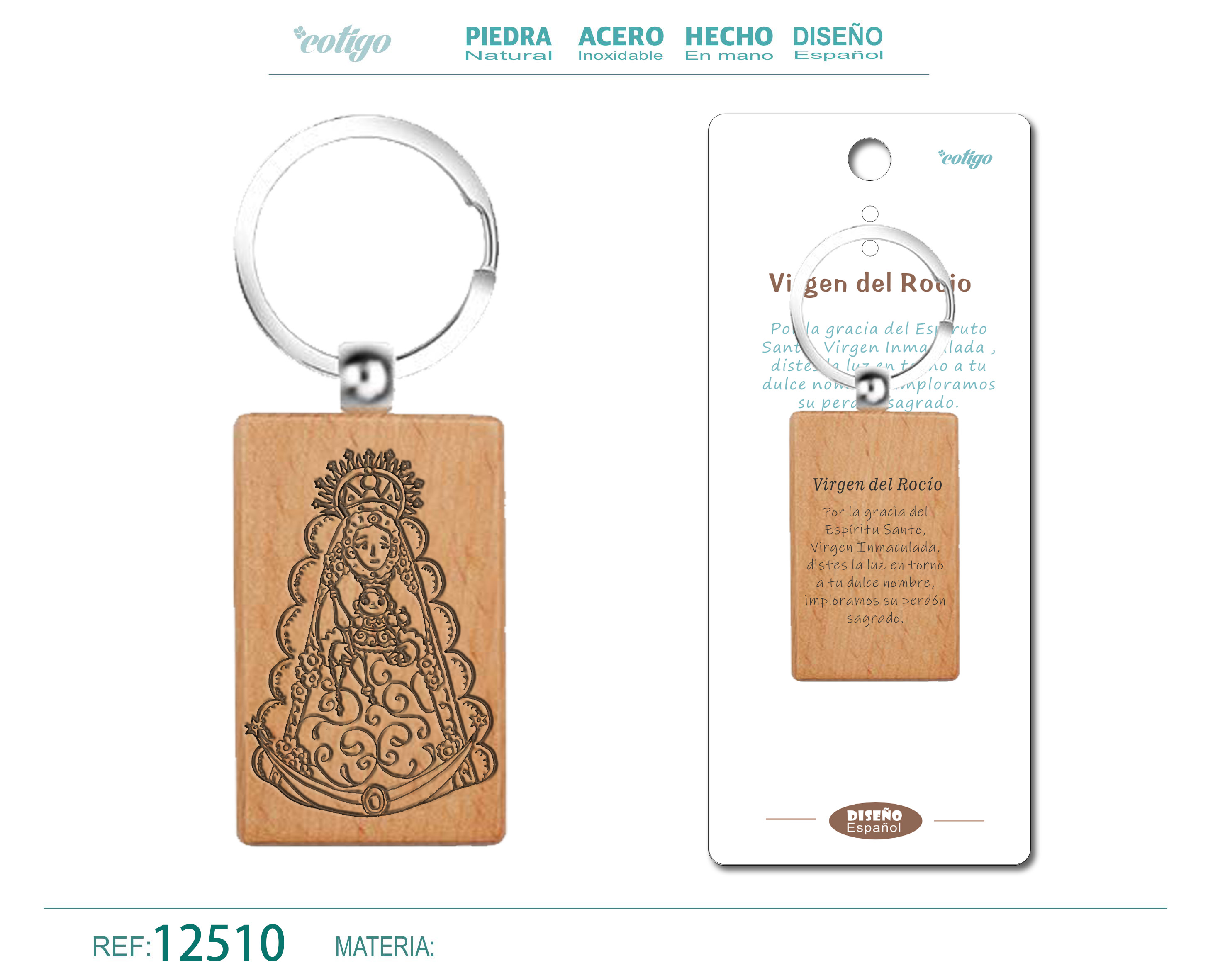Llavero de Madera con VIRGEN DE ROCIO
