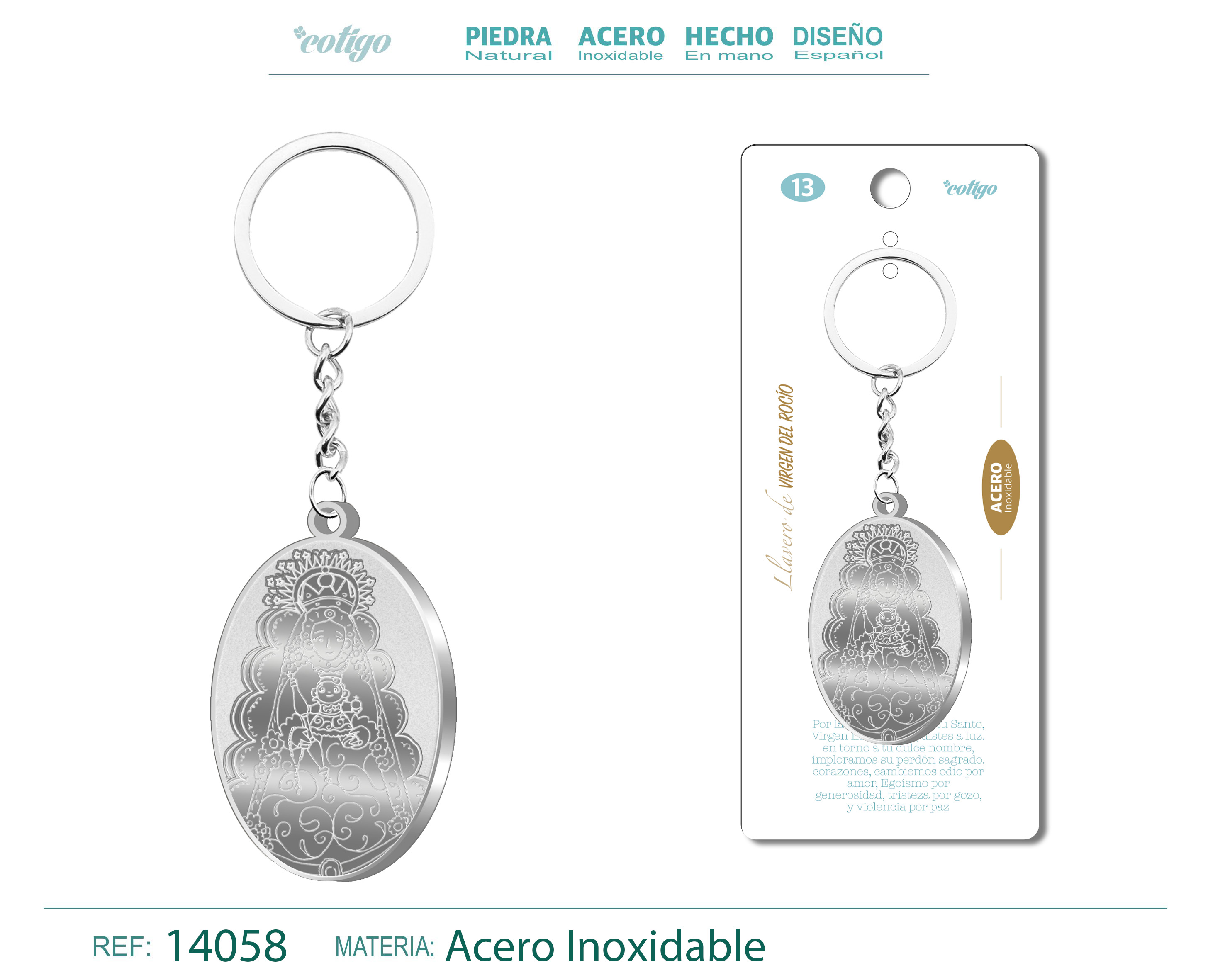 Llavero virgen del rocío Acero Inoxidable
