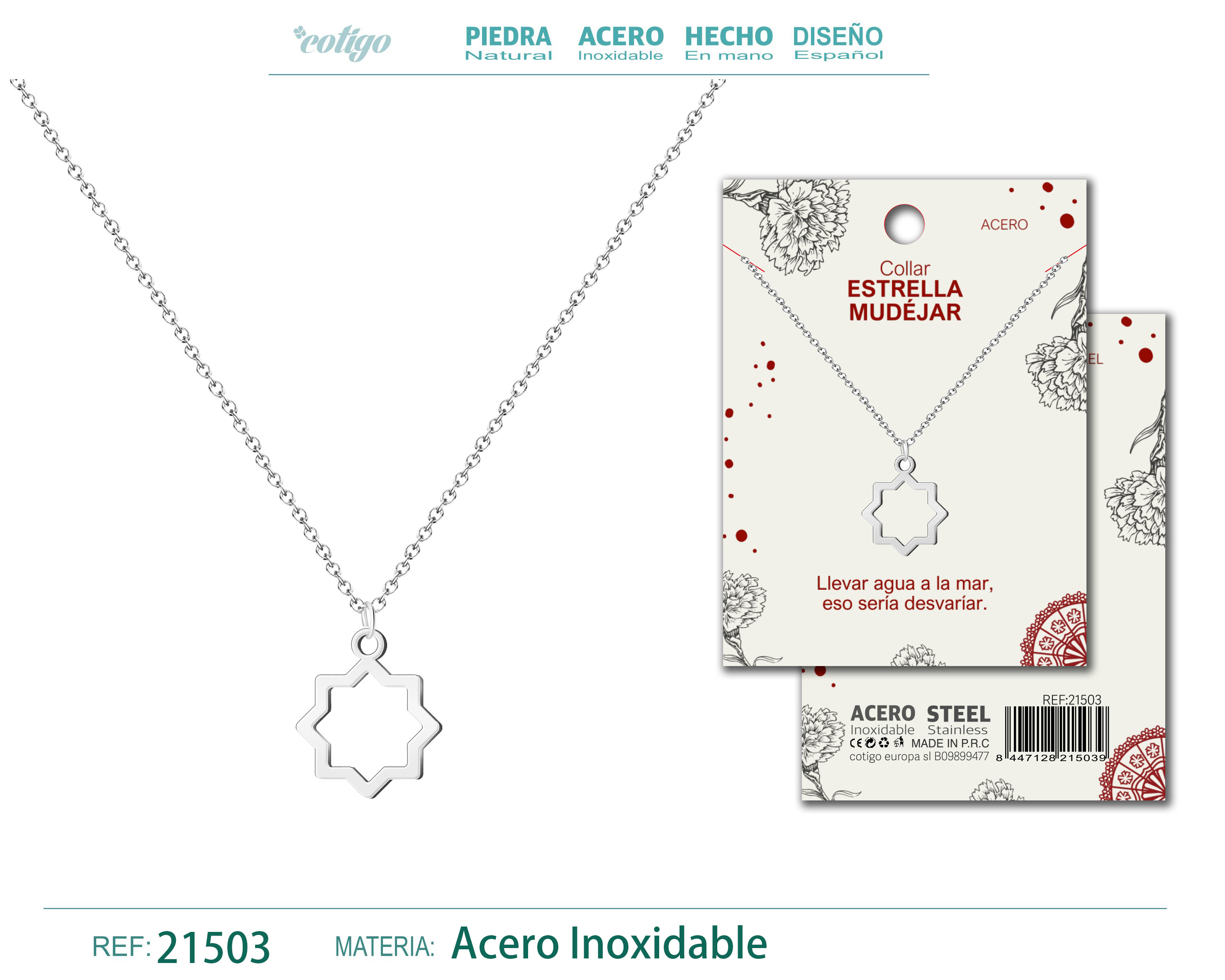 Colgante Estrella mudéjar Acero Plateado