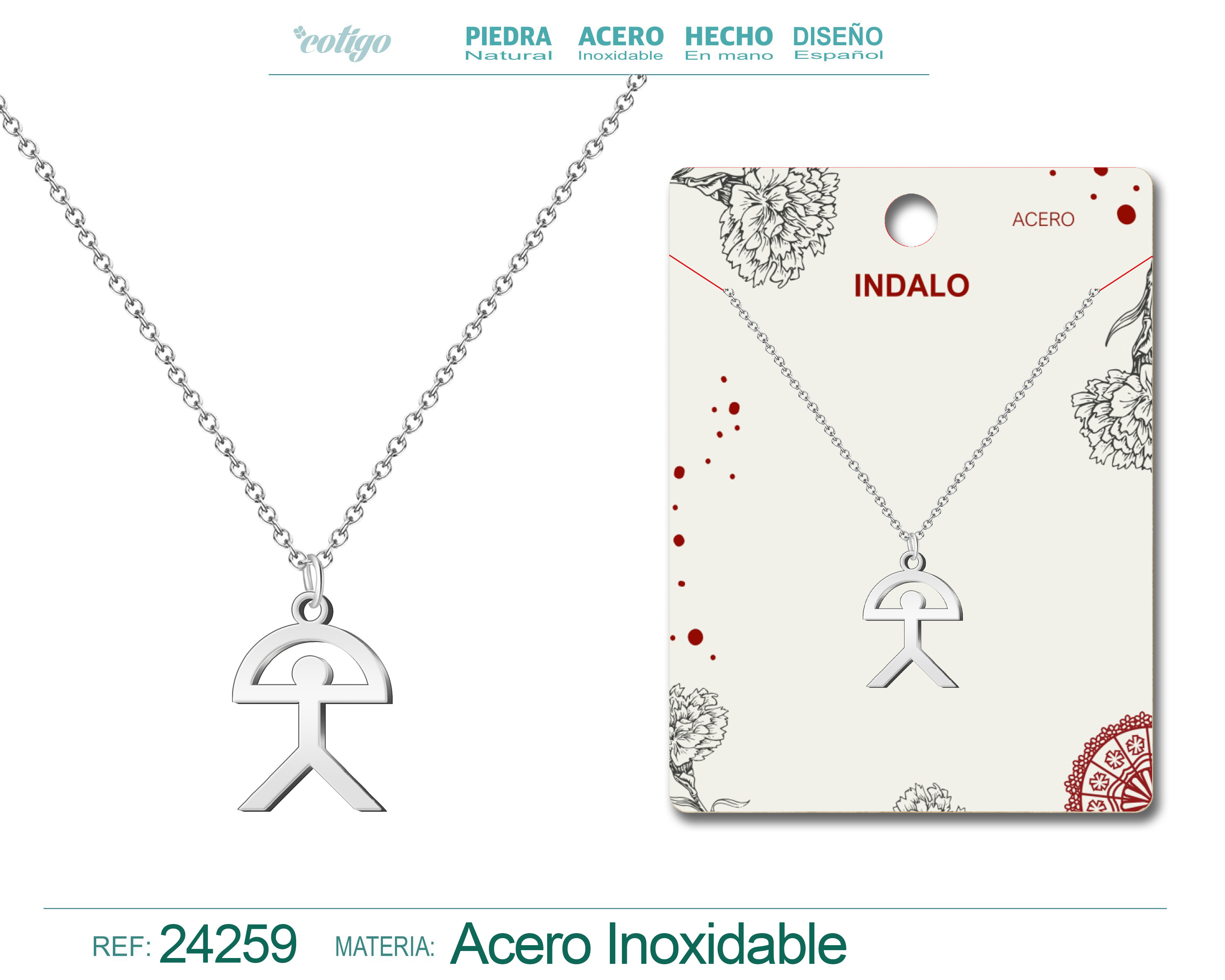 Collar Con Indalo Acero Plateado