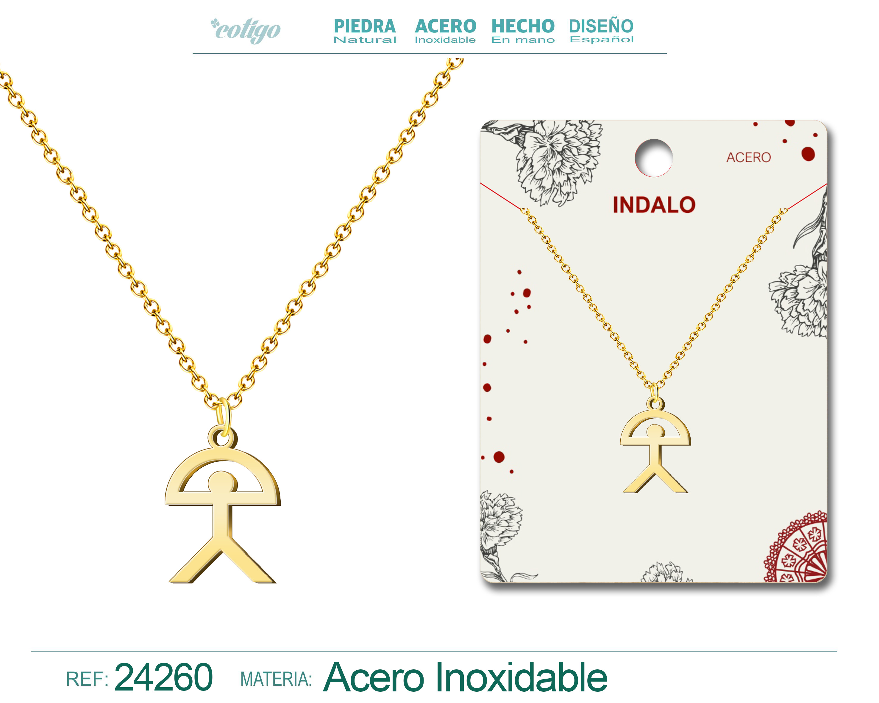 Collar Con Indalo Acero Dorado