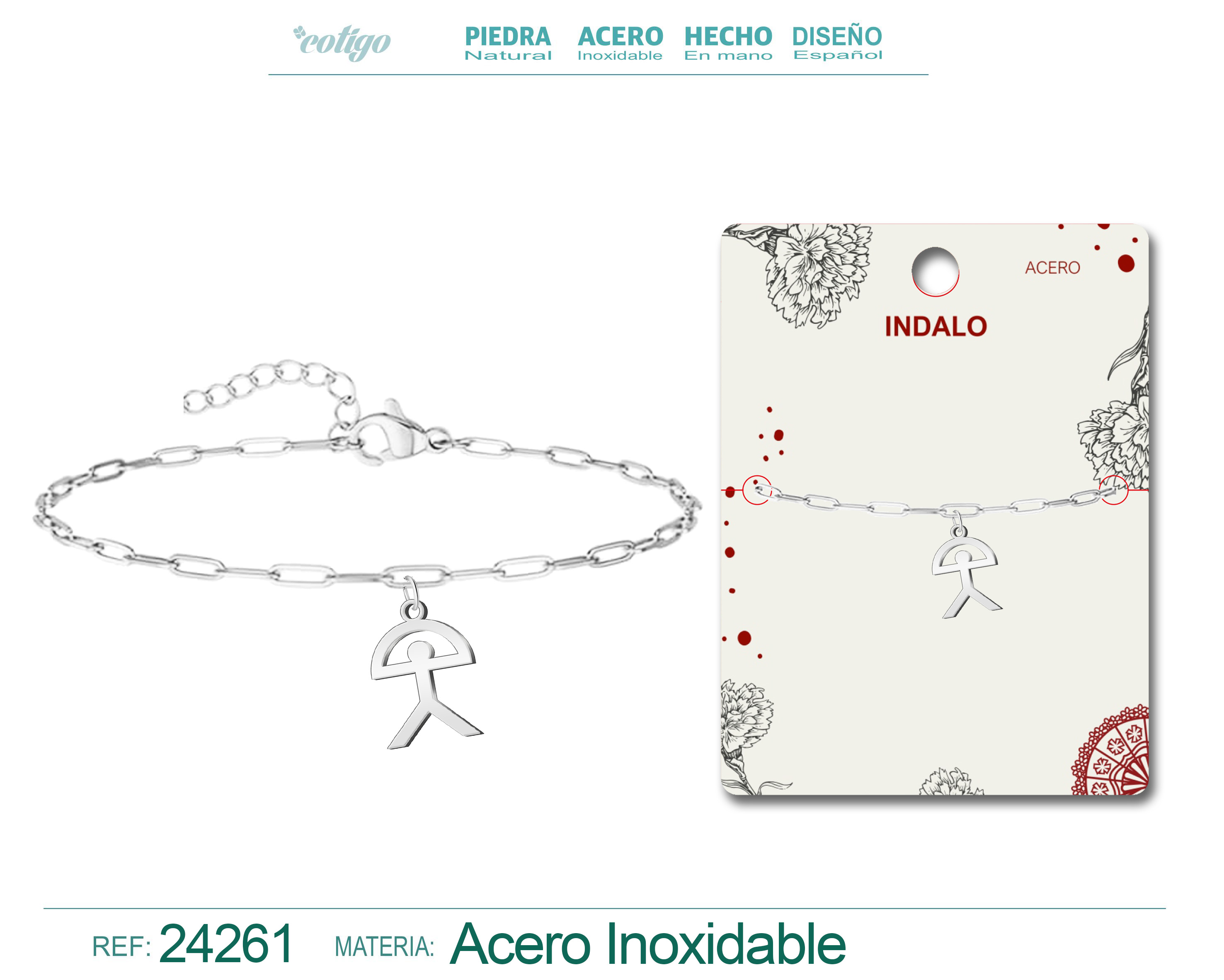 Pulsera Con Indalo Acero Plateado