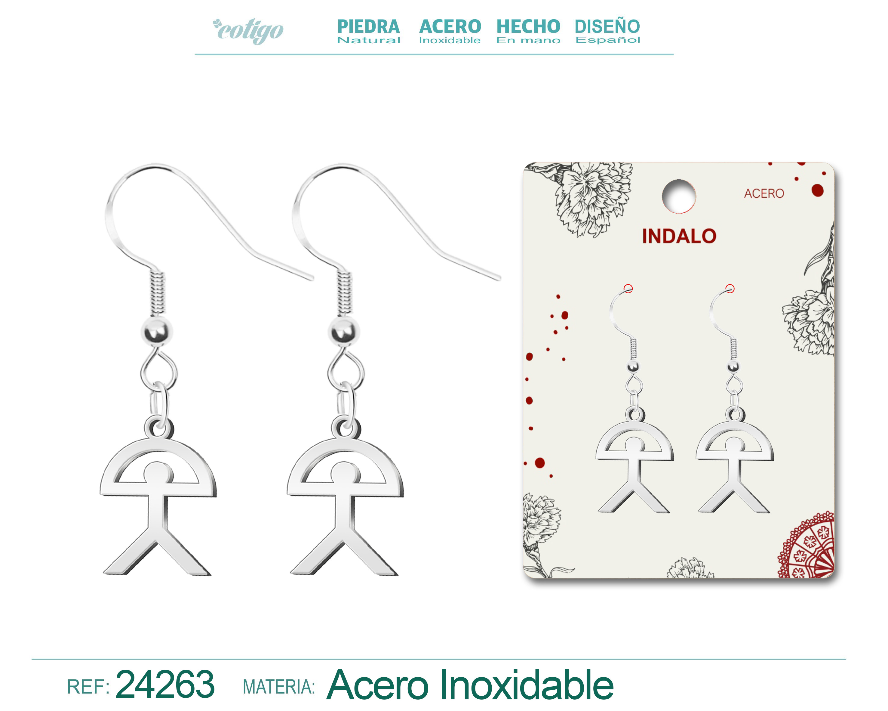 Pendiente Con Indalo Acero Plateado