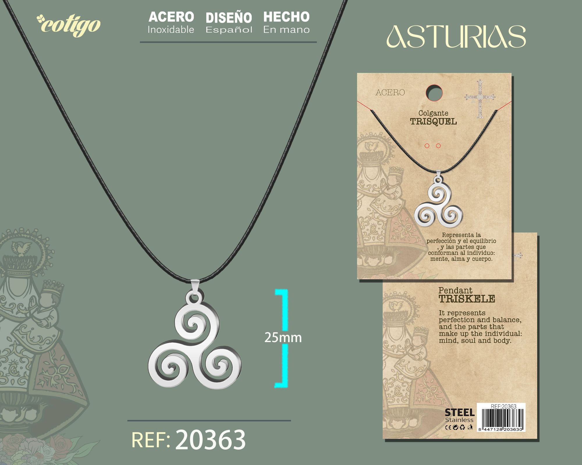 COLGANTE TRISQUEL ACERO PLATEADO