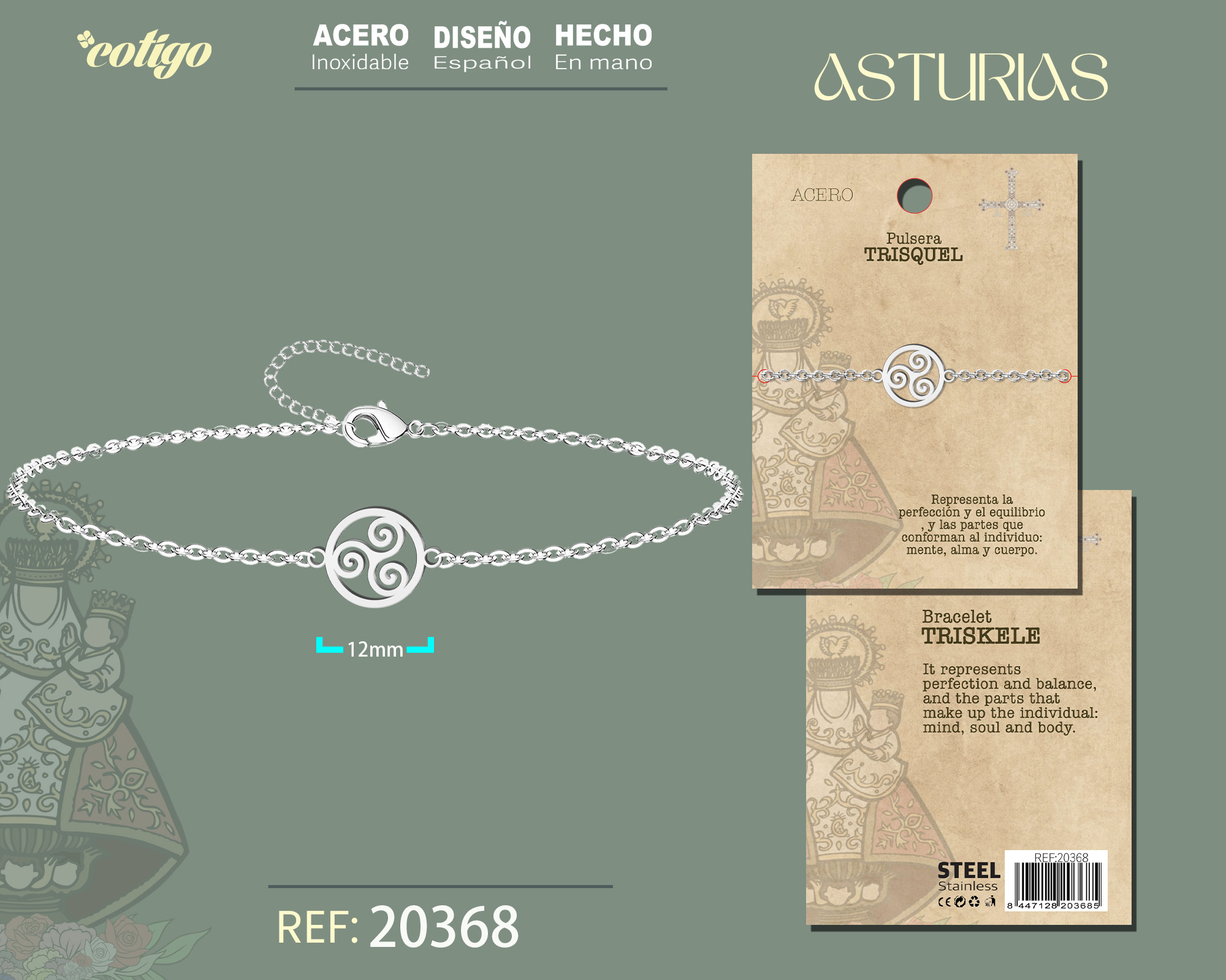 PULSERA TRISQUEL ACERO PLATEADO