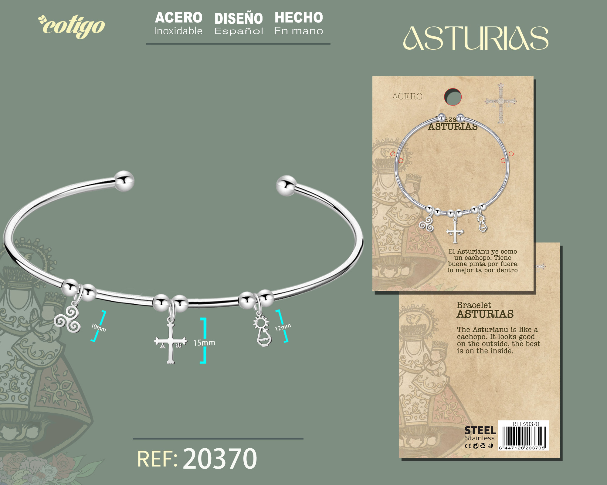 BRAZALETE ASTURIAS ACERO PLATEADO