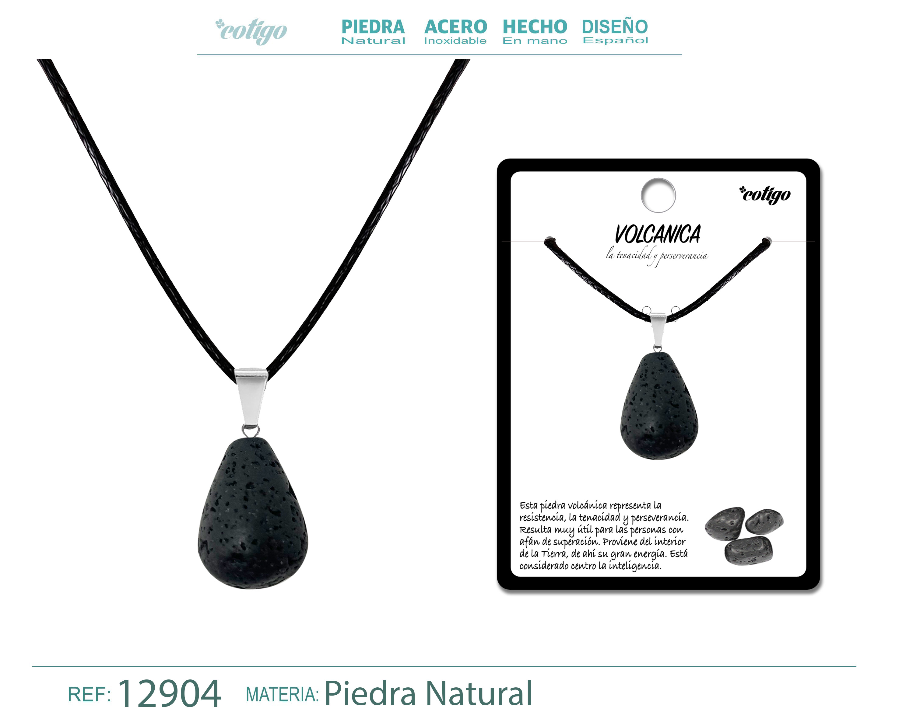 Colgante Gotita redonda de Piedra Volcanica