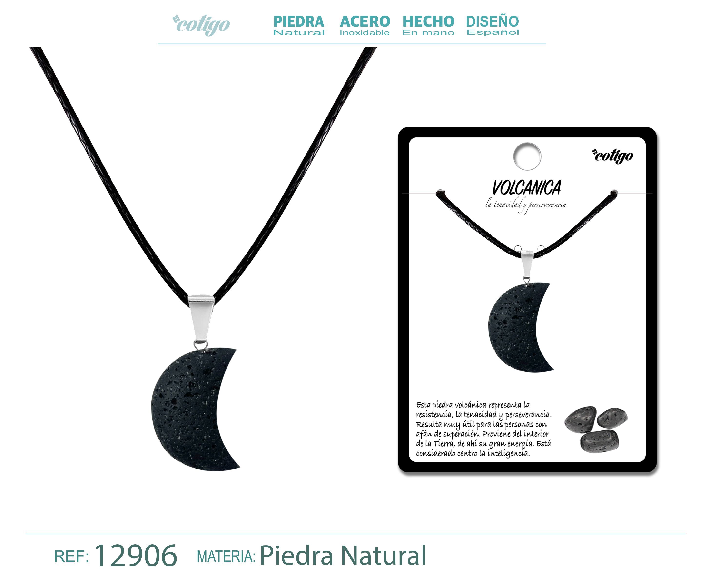 Colgante Luna de Piedra Volcanica