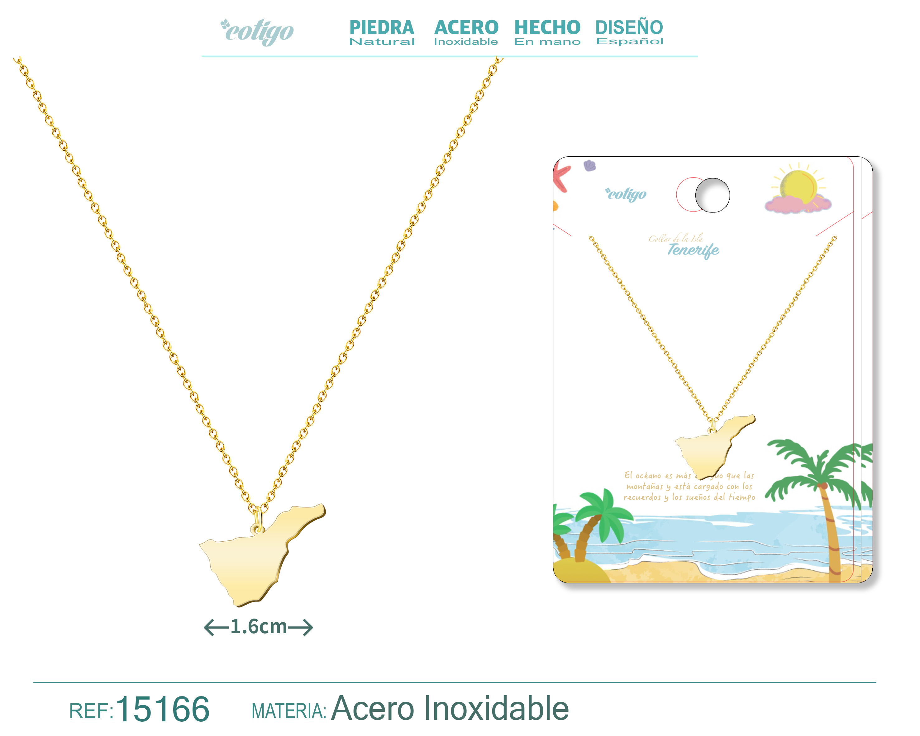 Colgante Acero Islas Tenerife Dorado