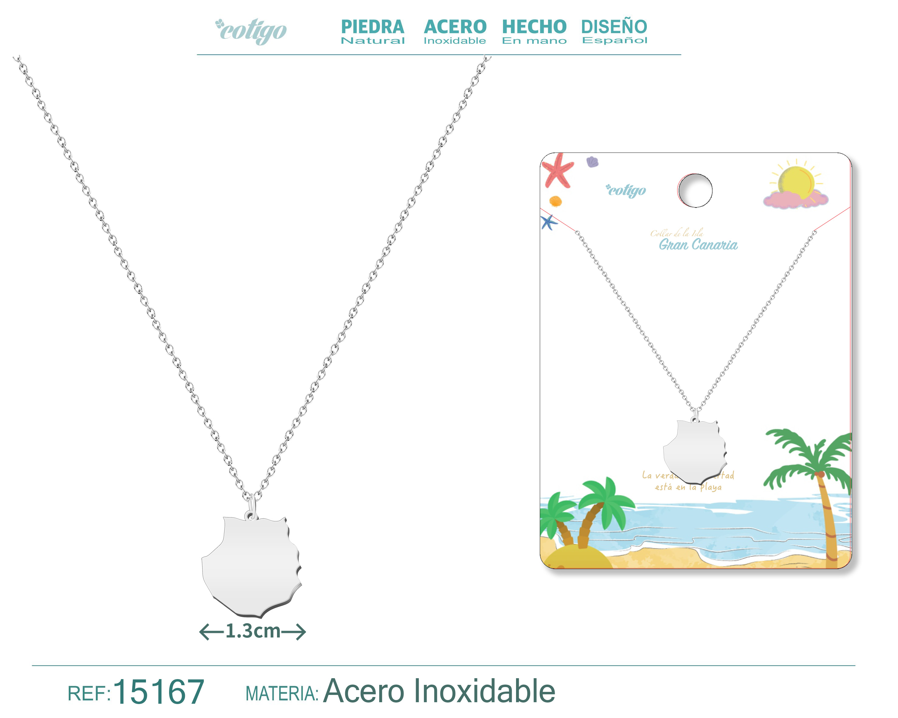 Colgante Acero Islas Gran canaria Plateado