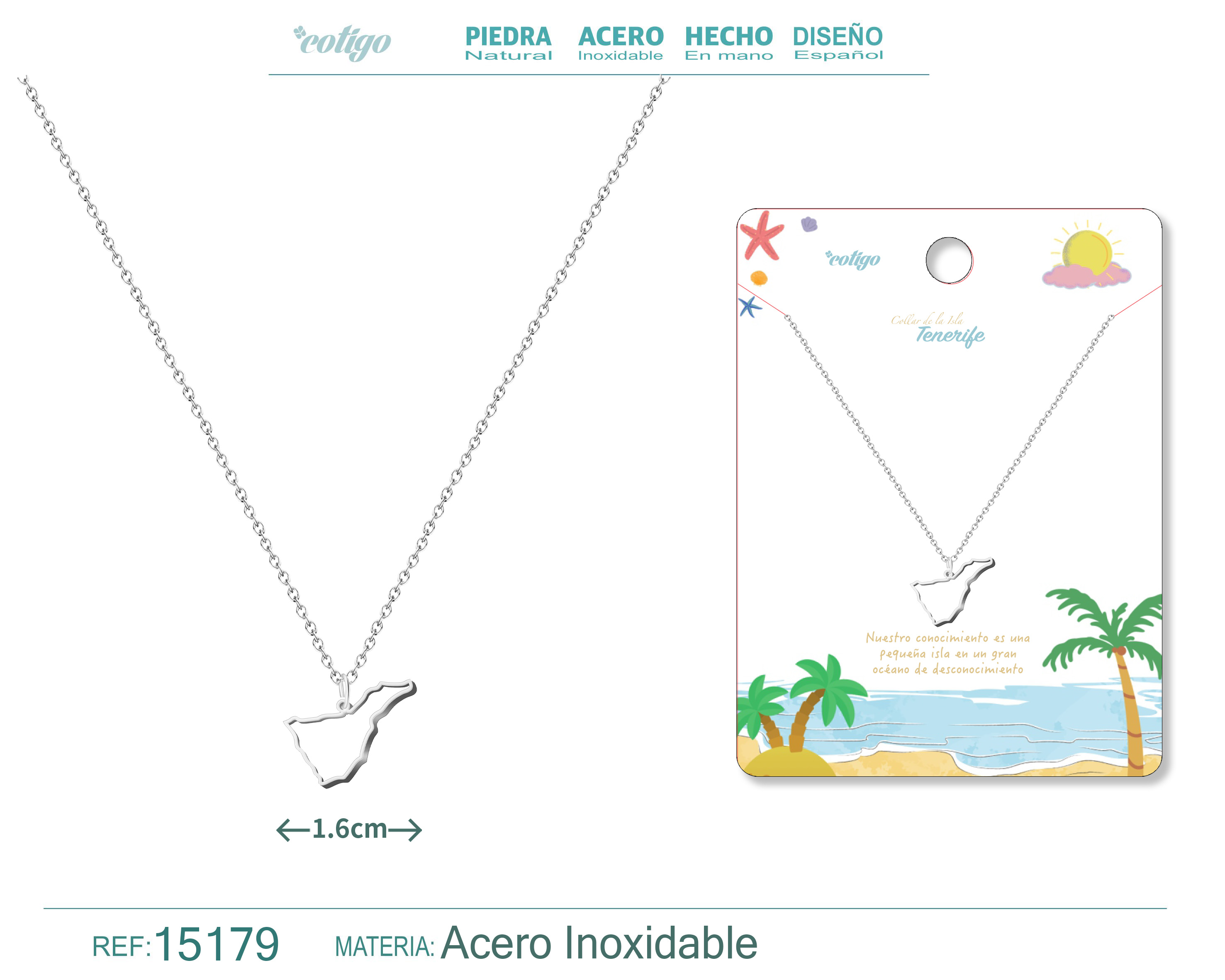 Colgante Acero Islas Tenerife Plateado