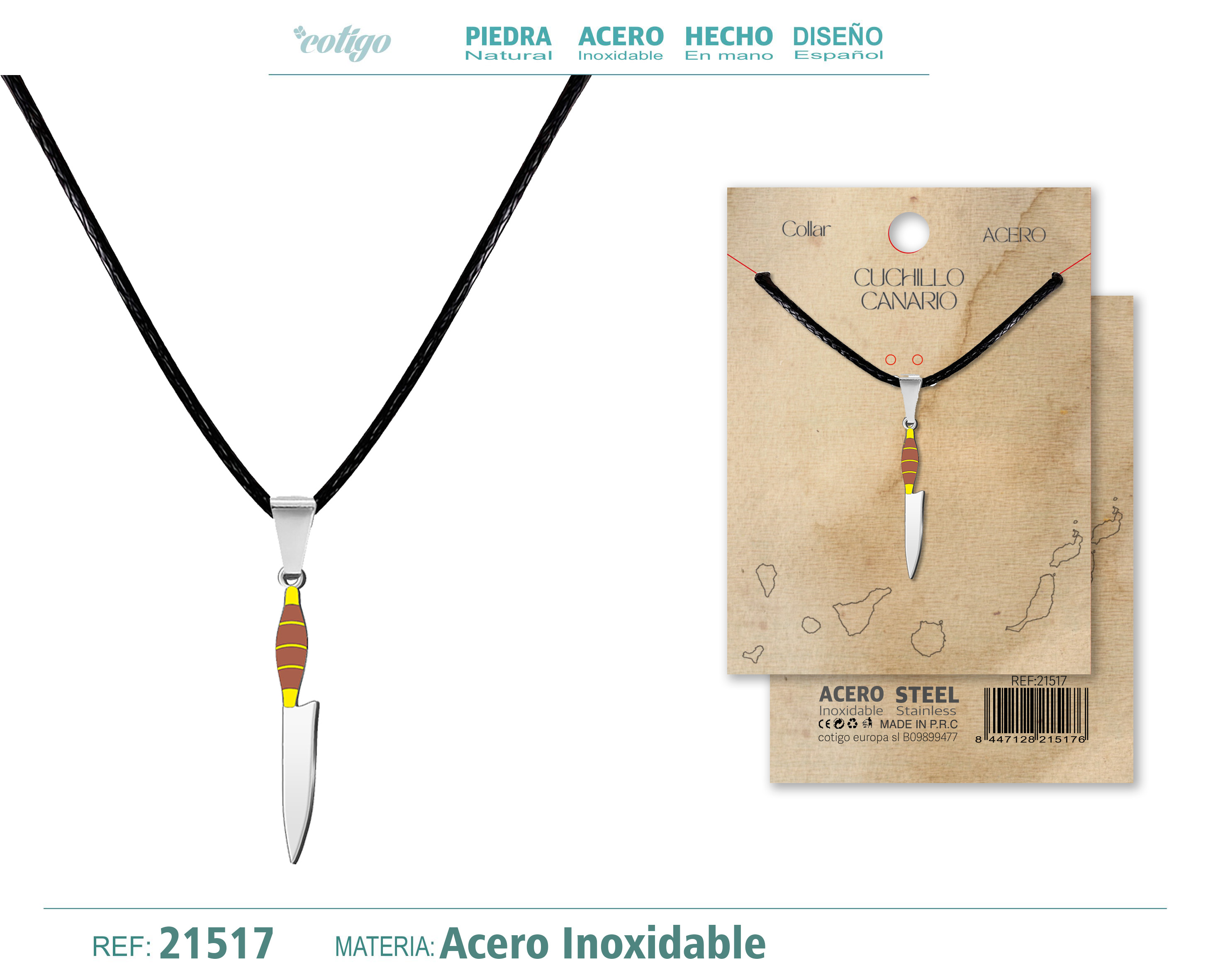 Colgante Cuchillo Canario Acero Platerado