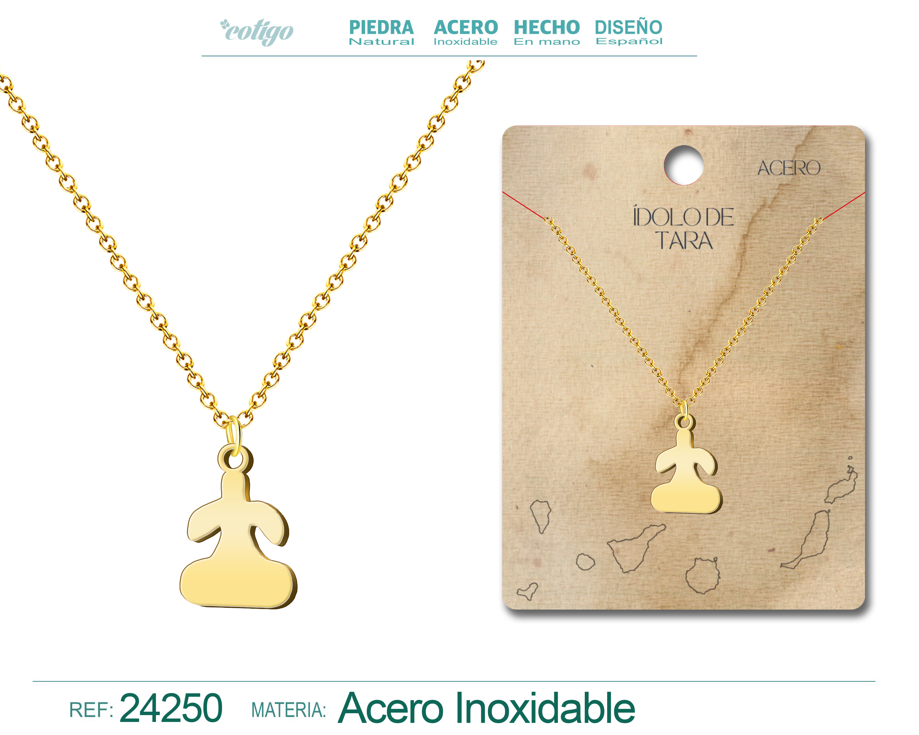Collar Con Idolo de Tara Acero Dorado