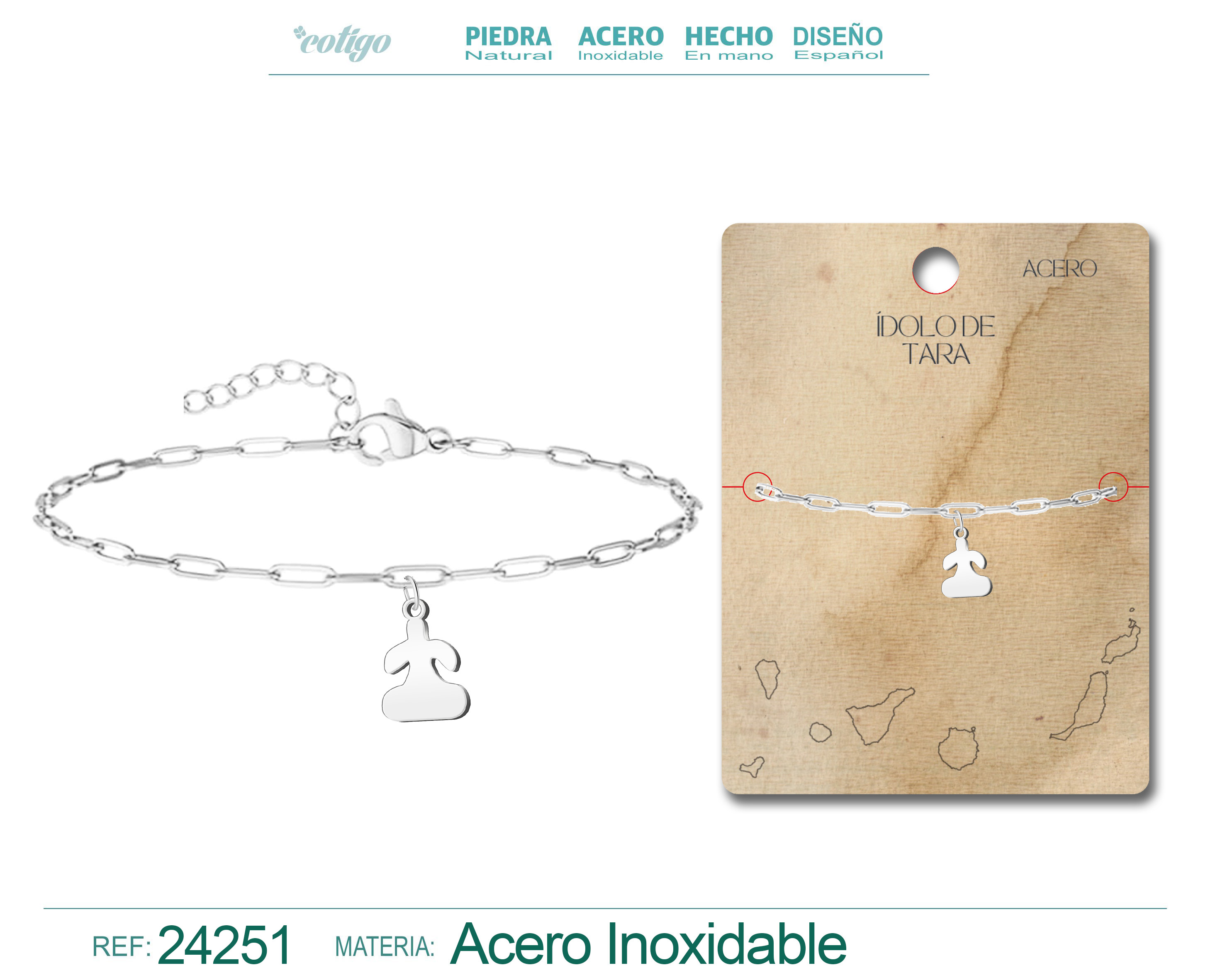 Pulsera Con Idolo de Tara Acero Plateado