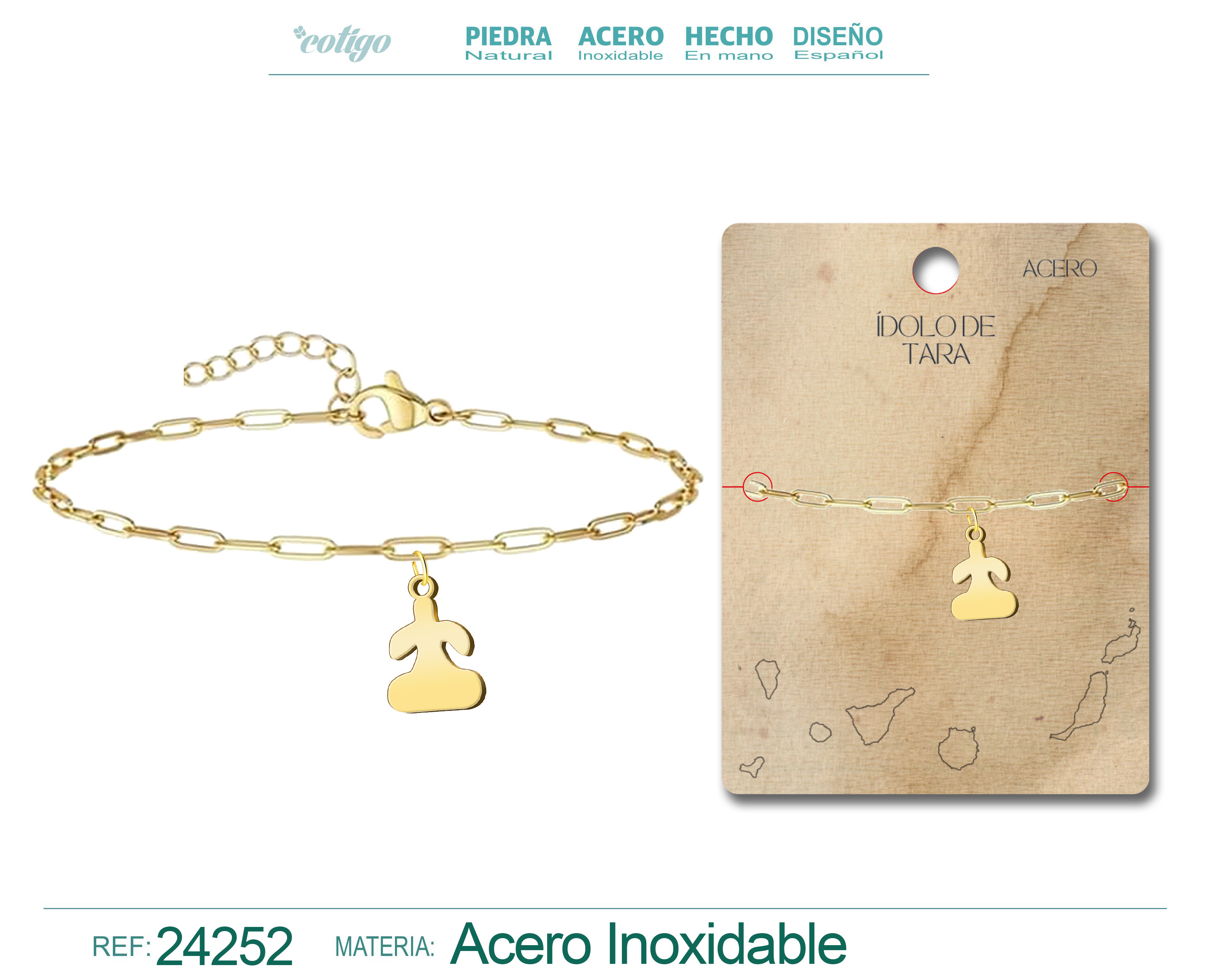 Pulsera Con Idolo de Tara Acero Dorado