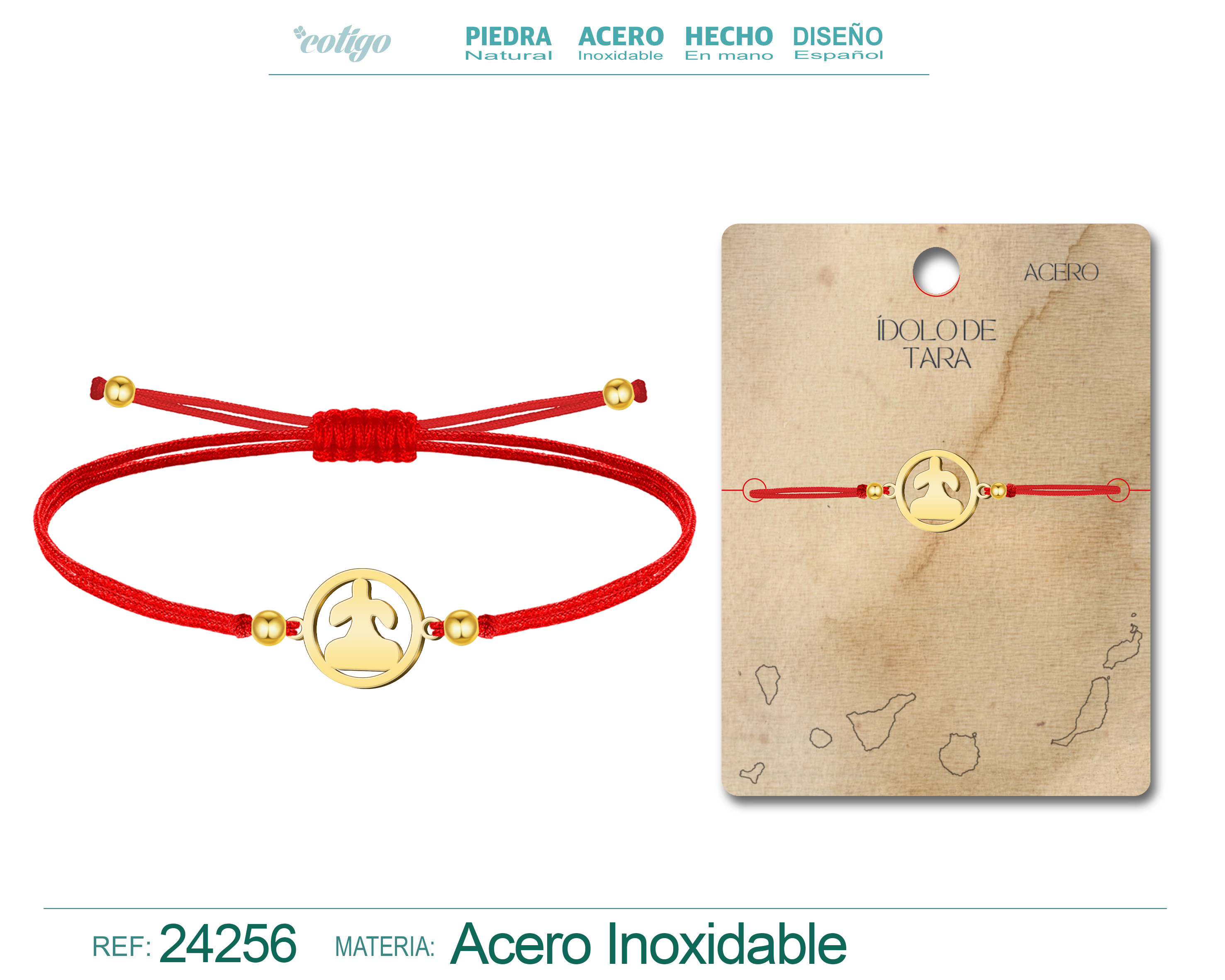 Pulsera Hilo Con Idolo de Tara Acero Dorado