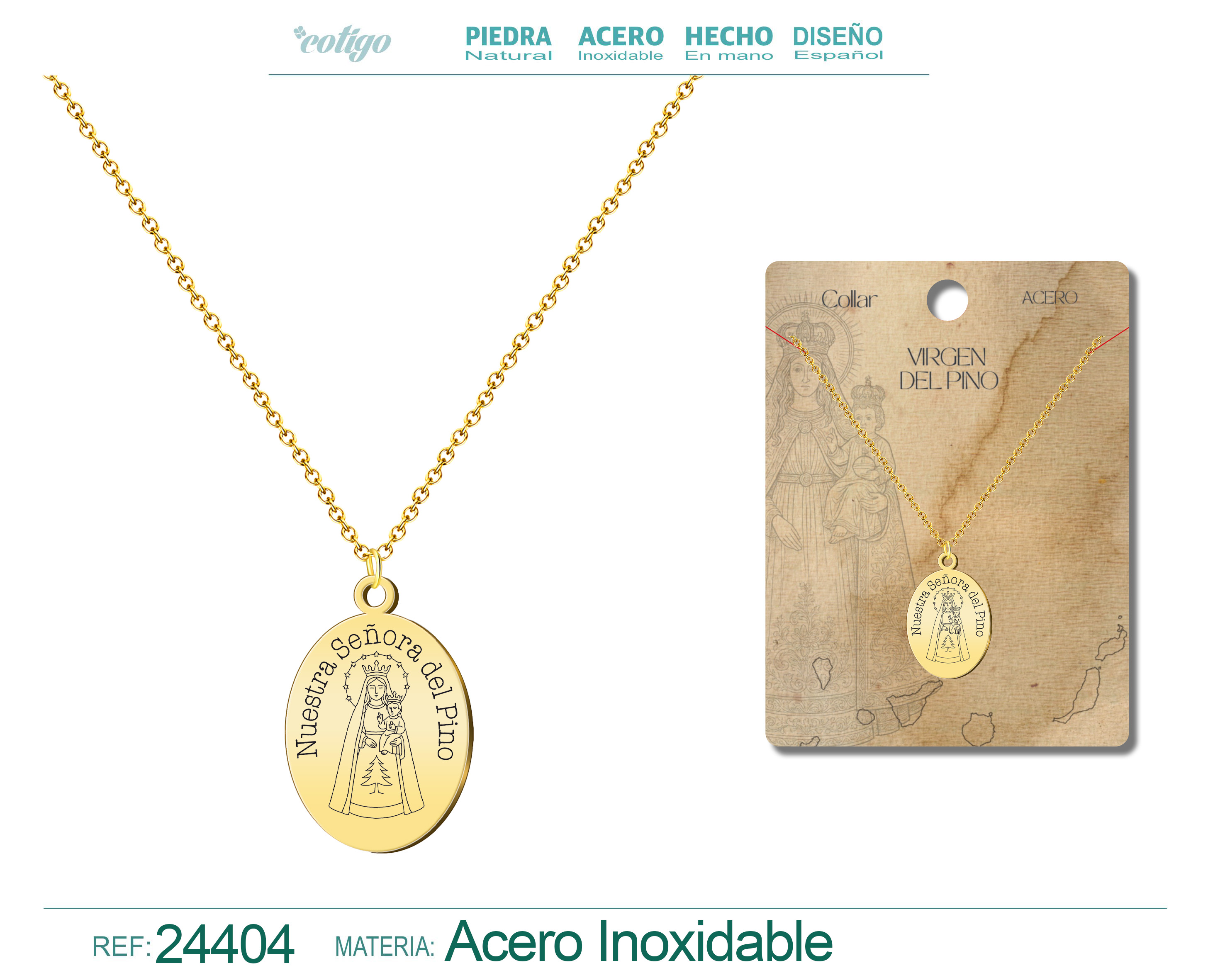 Collar Virgen del Pino Acero color Dorado