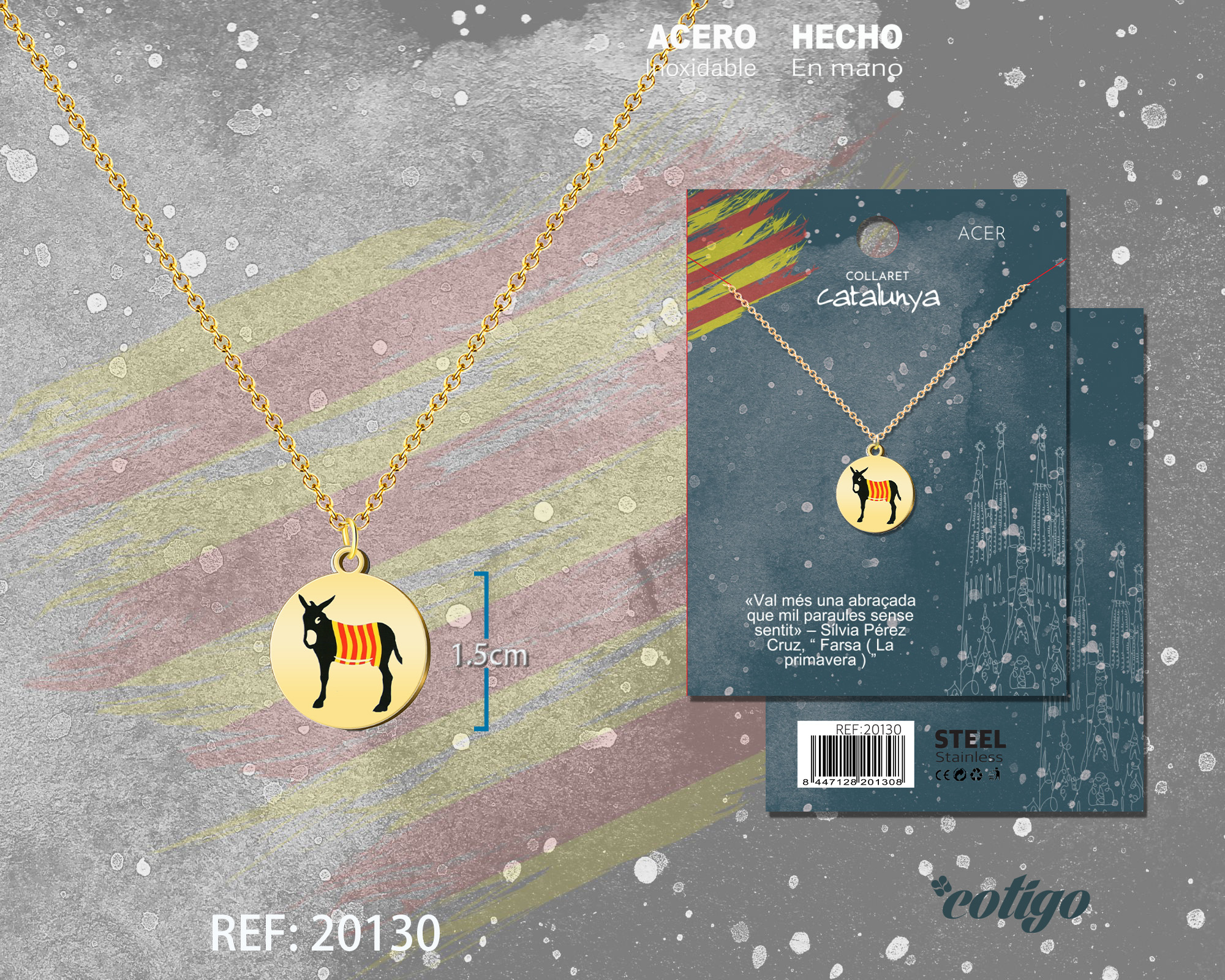 Colgante Burro catalán Acero Dorado