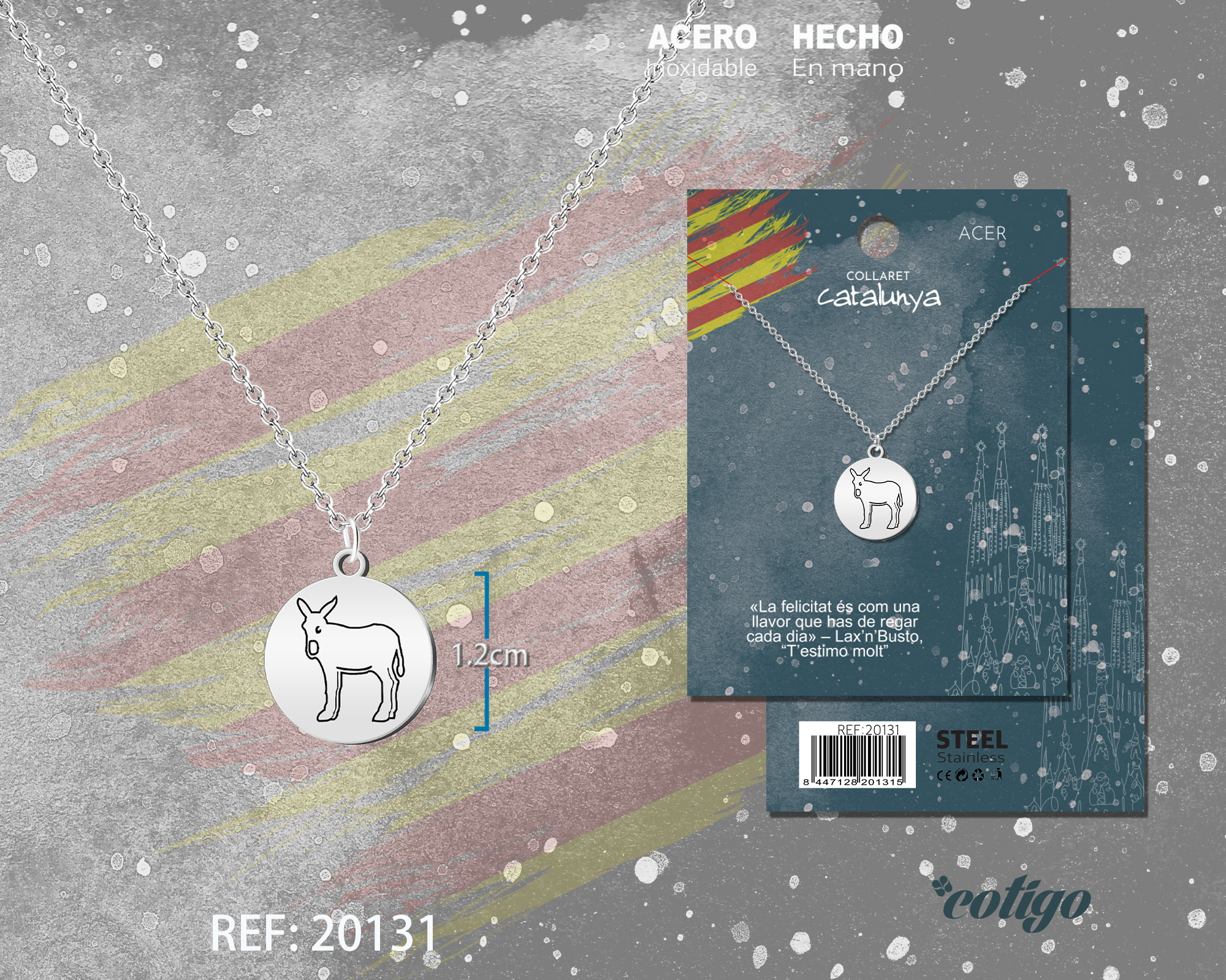 Colgante Burro catalán Acero Plateado