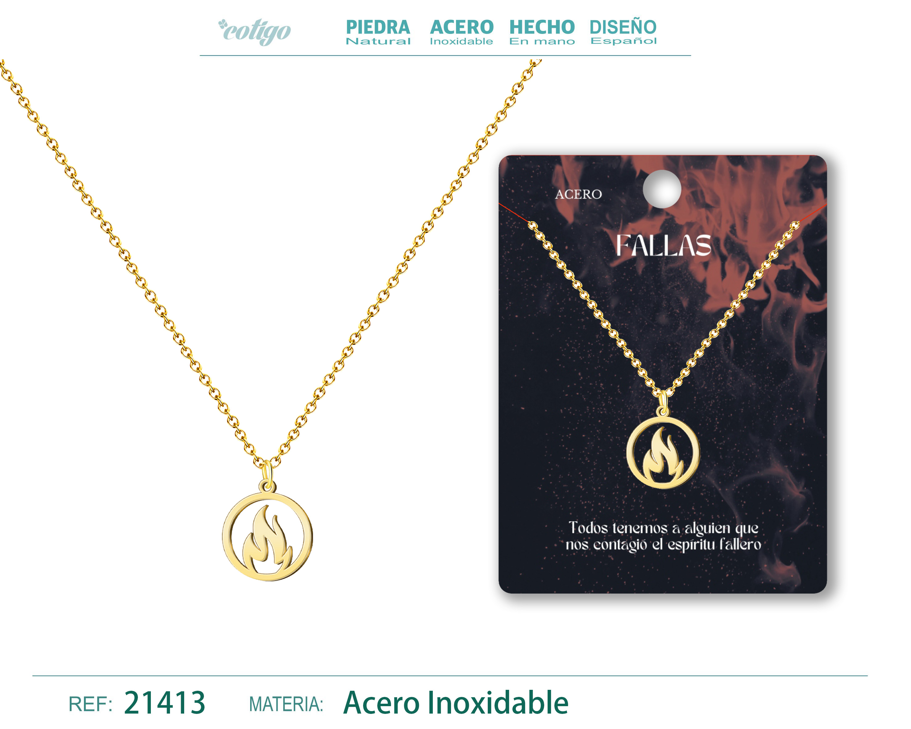 Colgante con Fuergo Acero Dorado