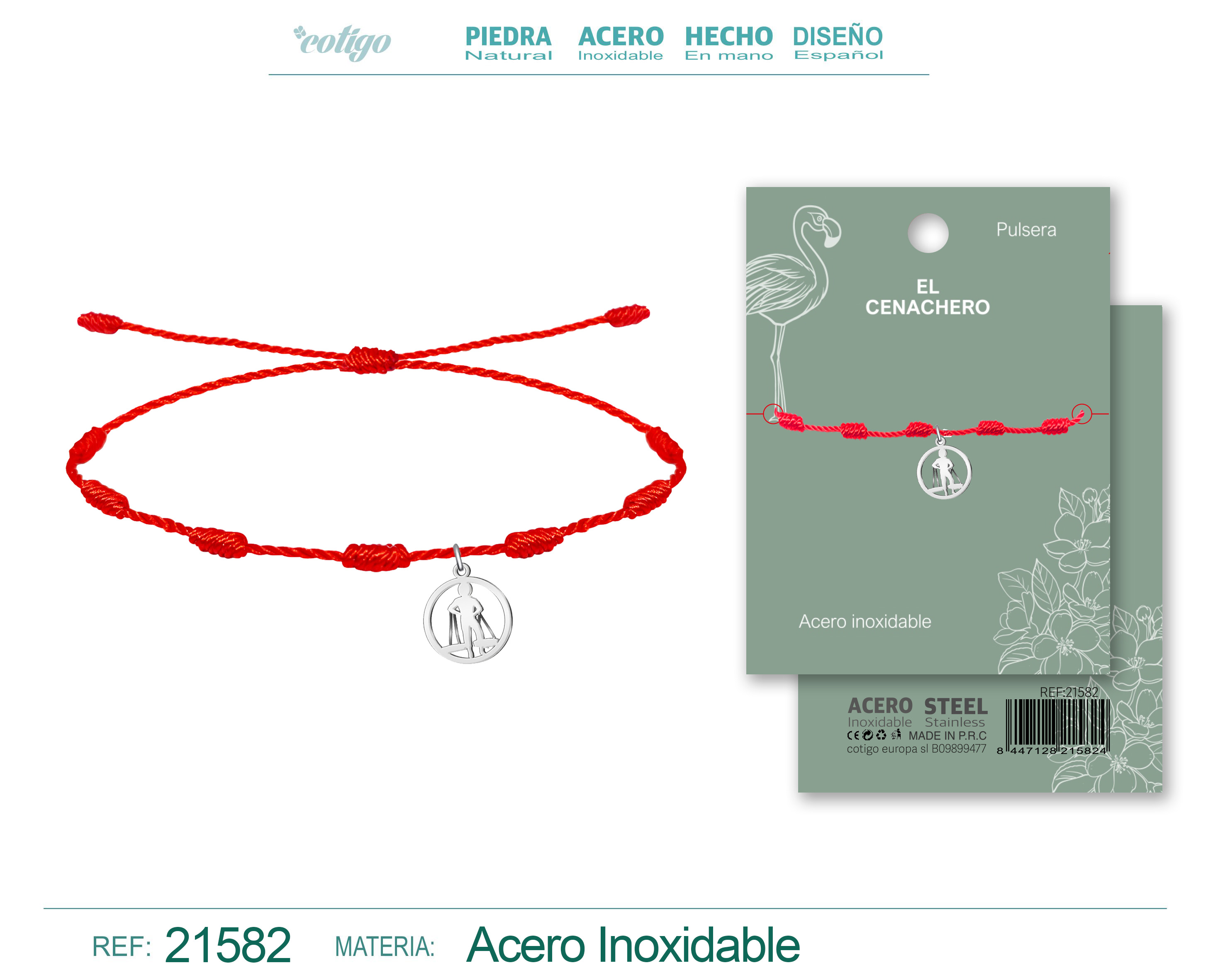 Pulsera 7 nudos con el Cenachero Acero Plateado
