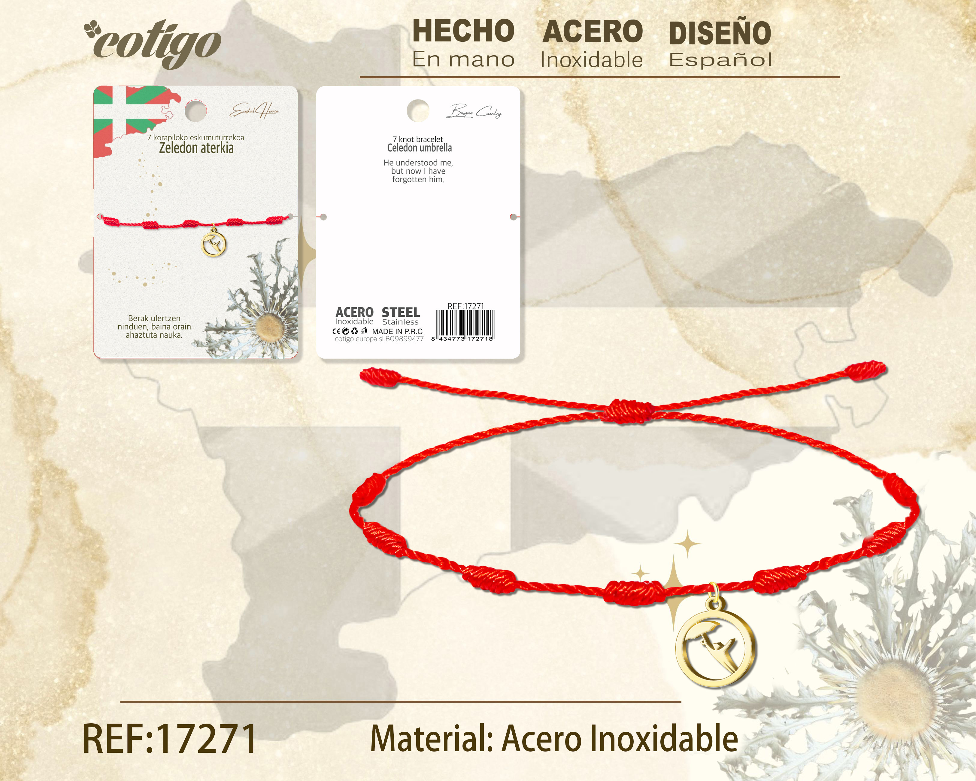 PULSERA 7 NUDO -ZAELEDON ATERKIA-DORADO