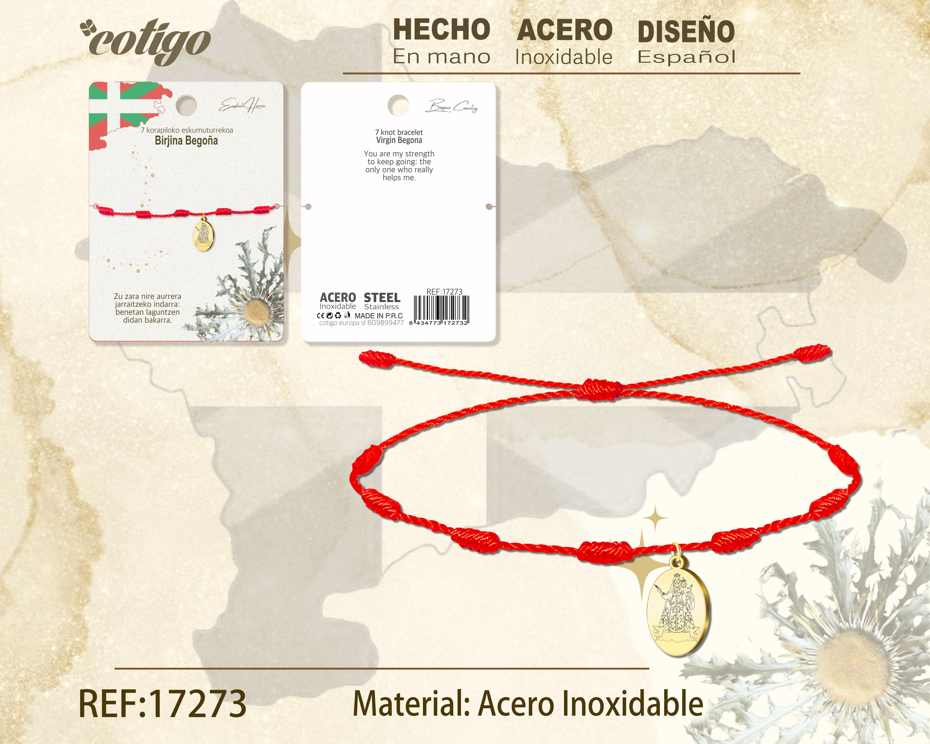 PULSERA 7 NUDO -BIRJINA BEGOÑA-DORADO