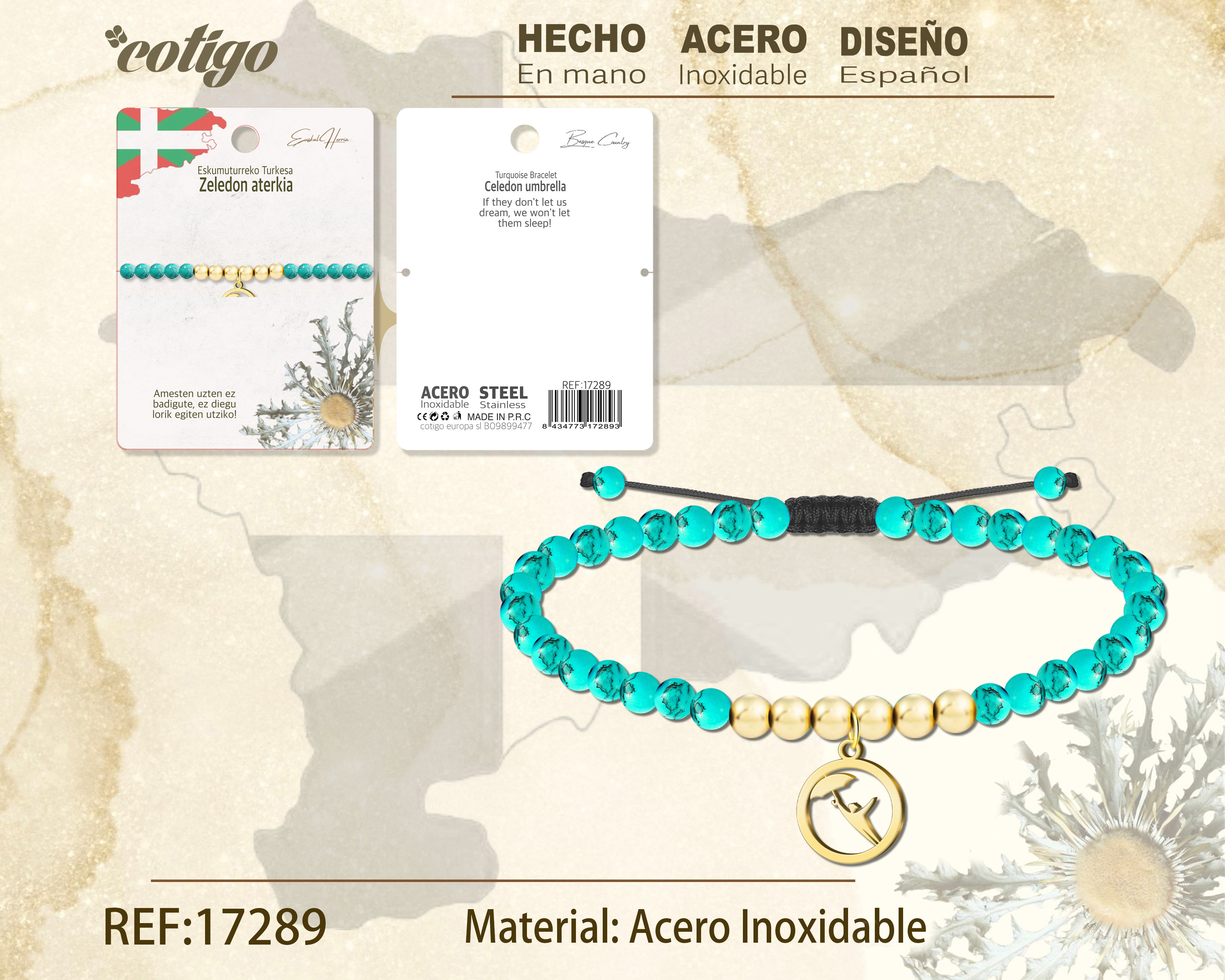 PULSERA TUQUESA -ZAELEDON ATERKIA-DORADO