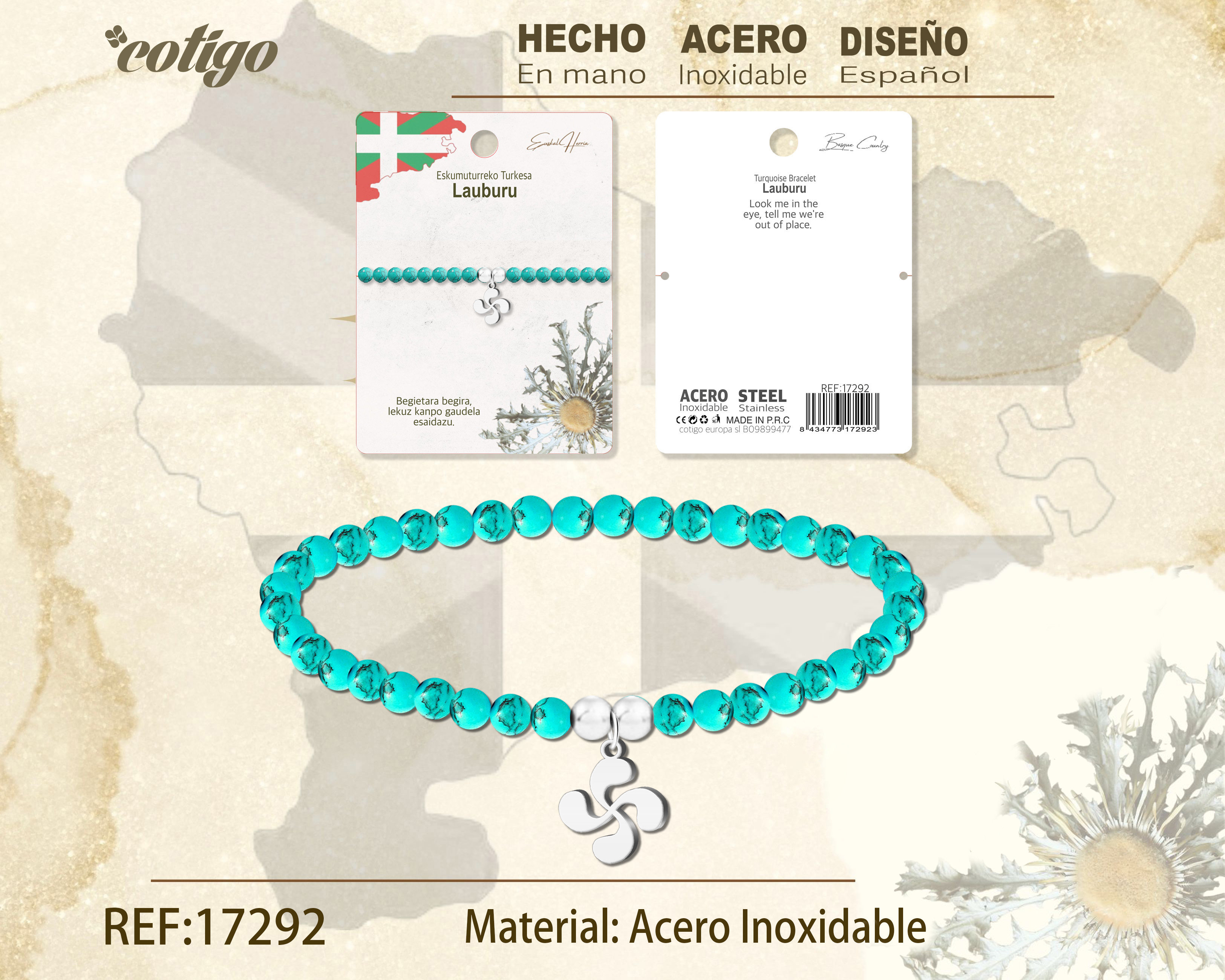 PULSERA TUQUESA -LAUBURU-PLATEADO
