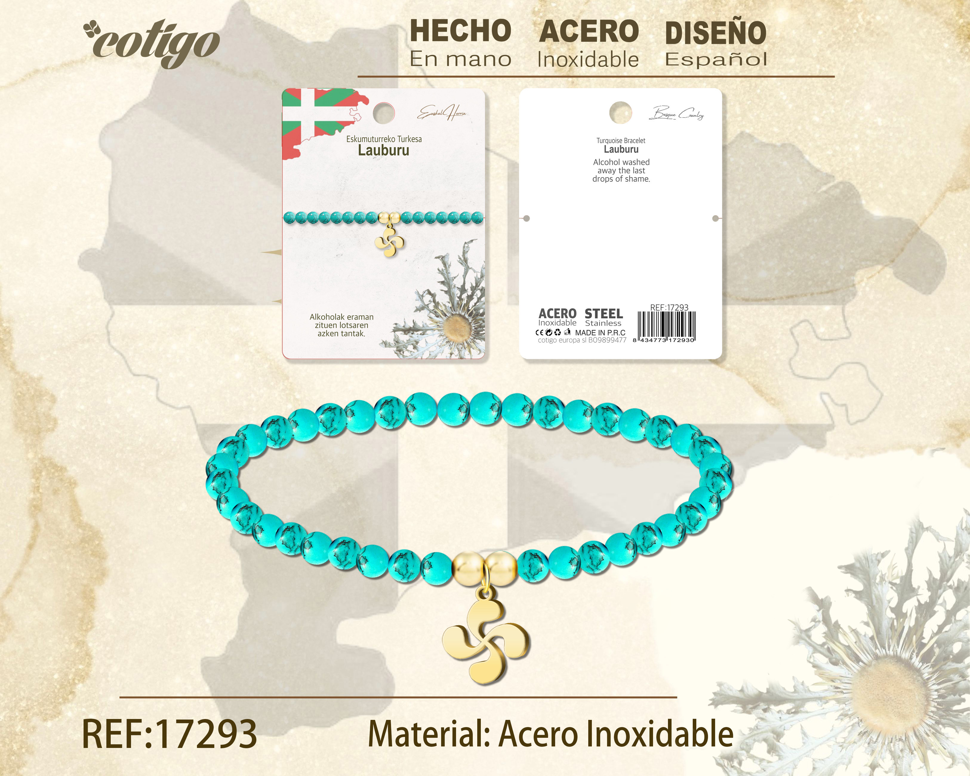 PULSERA TUQUESA -LAUBURU-DORADO