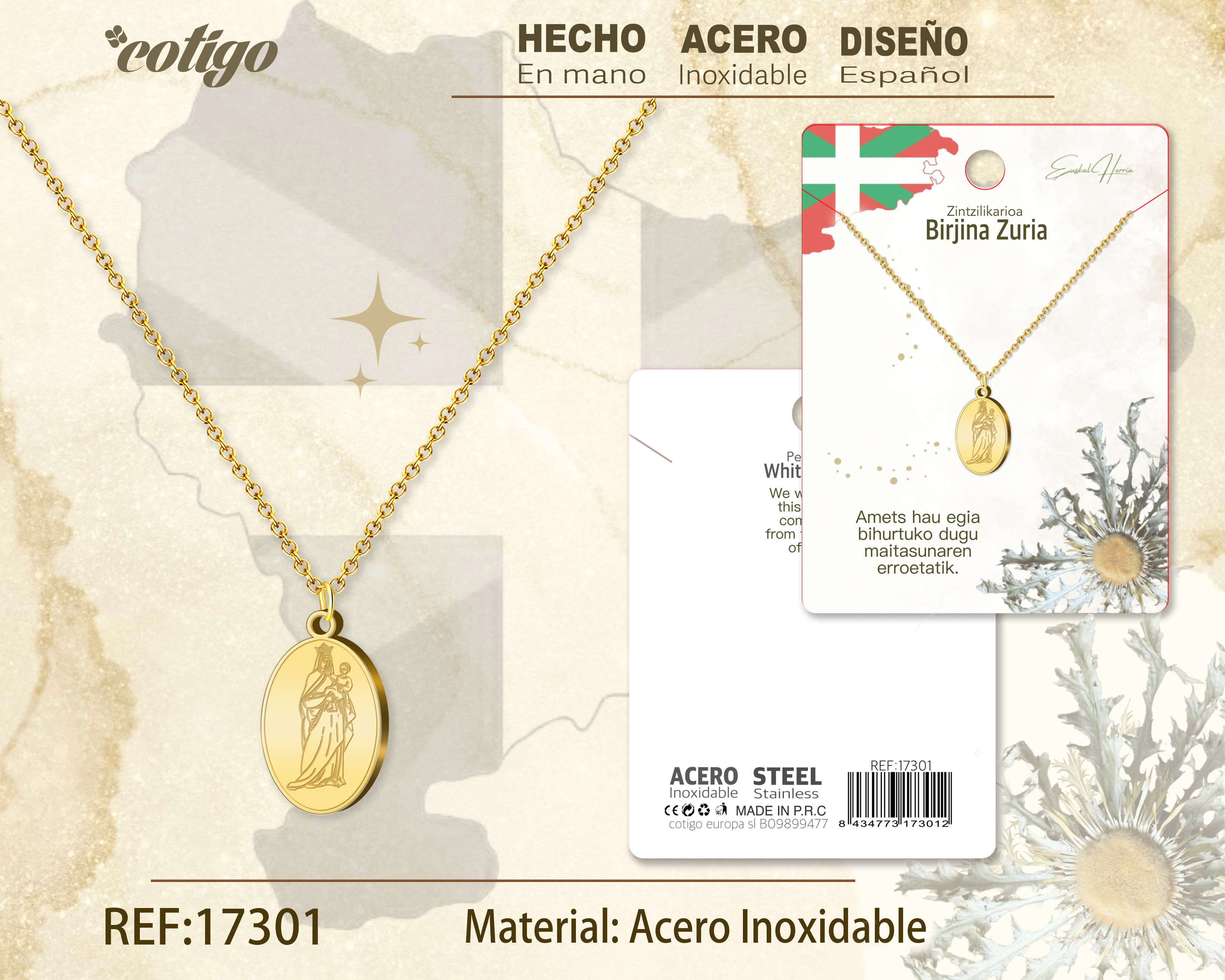 COLLAR BIRJINA ZURIA-ACERO COLOR DORADO