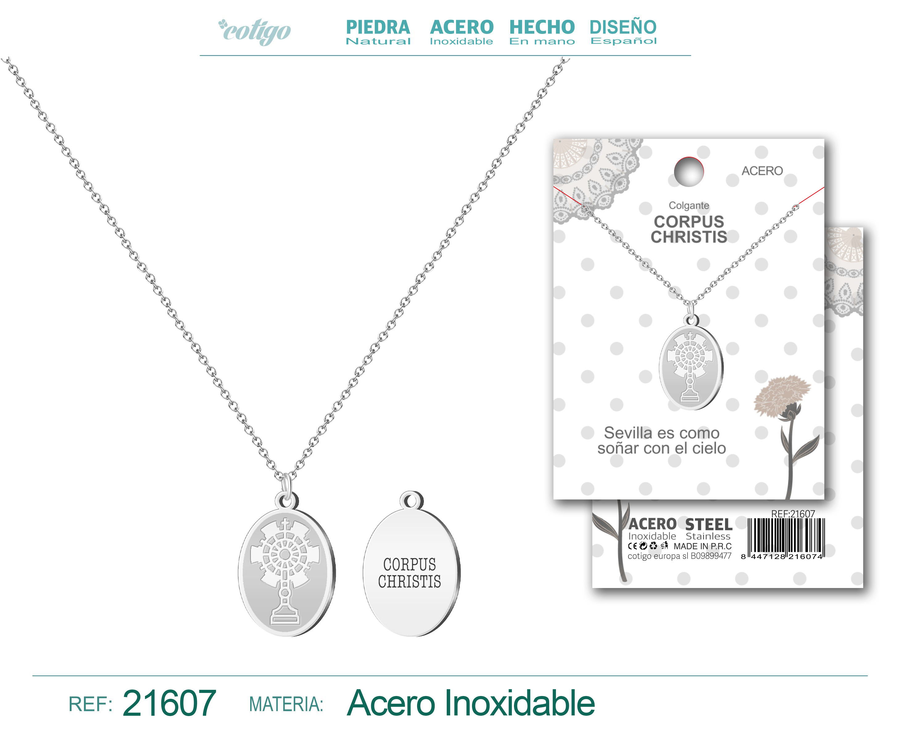 Colgante Corpus christis Acero Plateado