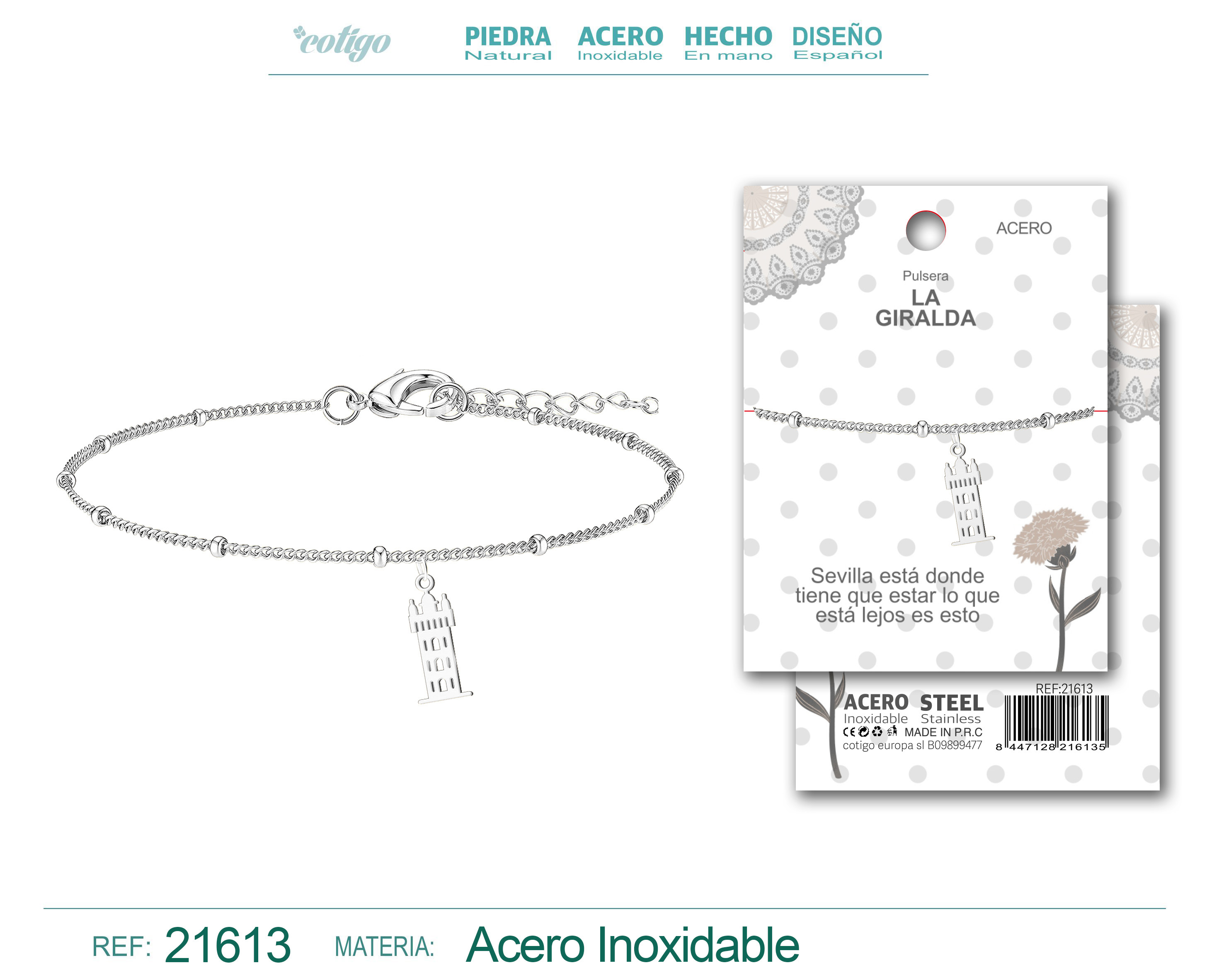 Pulsera la Giralda Acero Plateado