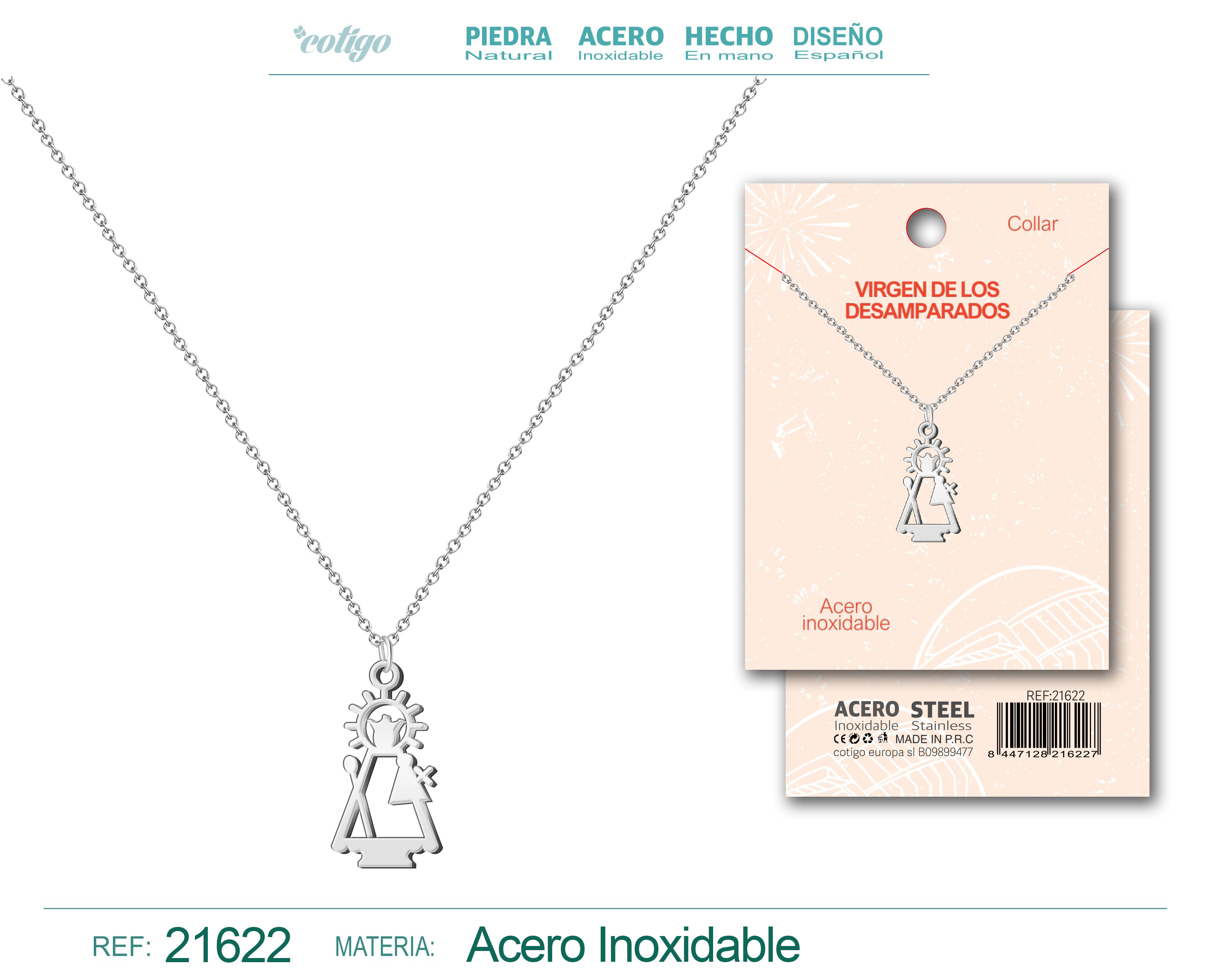colgante Virgen de los desamparados Acero Plateado
