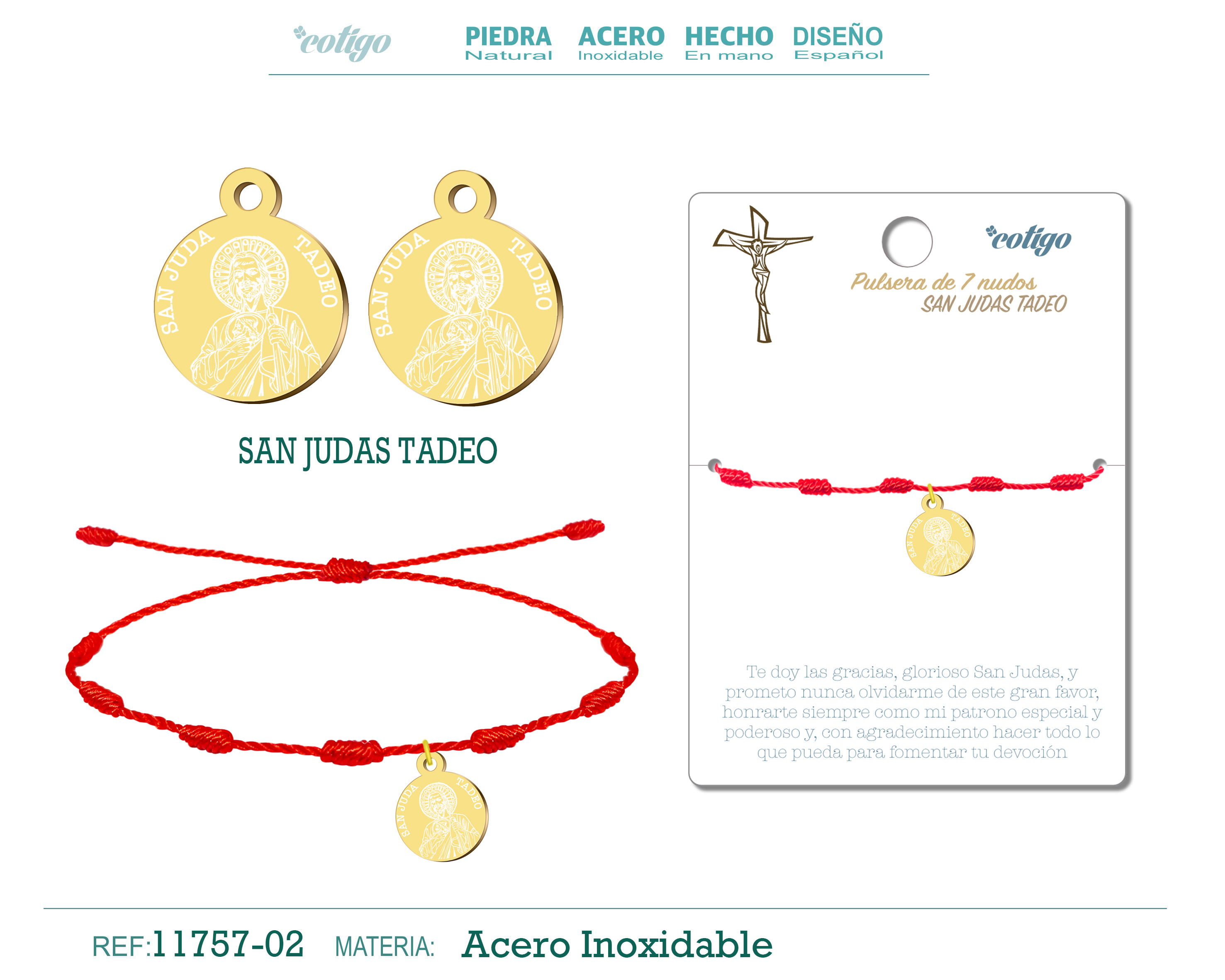 Pulsera 7 nudos con SAN JUDAS TADEO