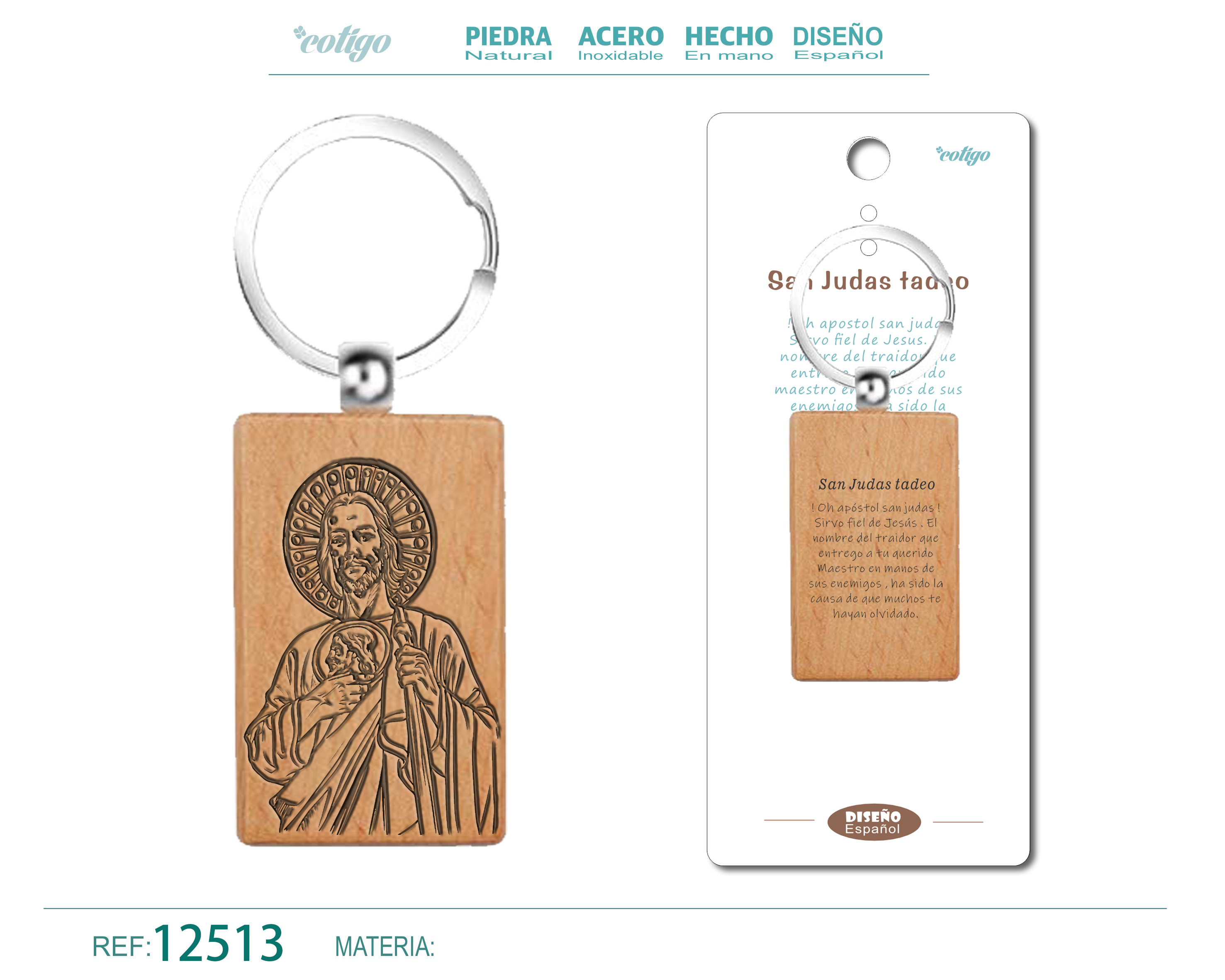 Llavero de Madera con SAN JUDAS TADEO