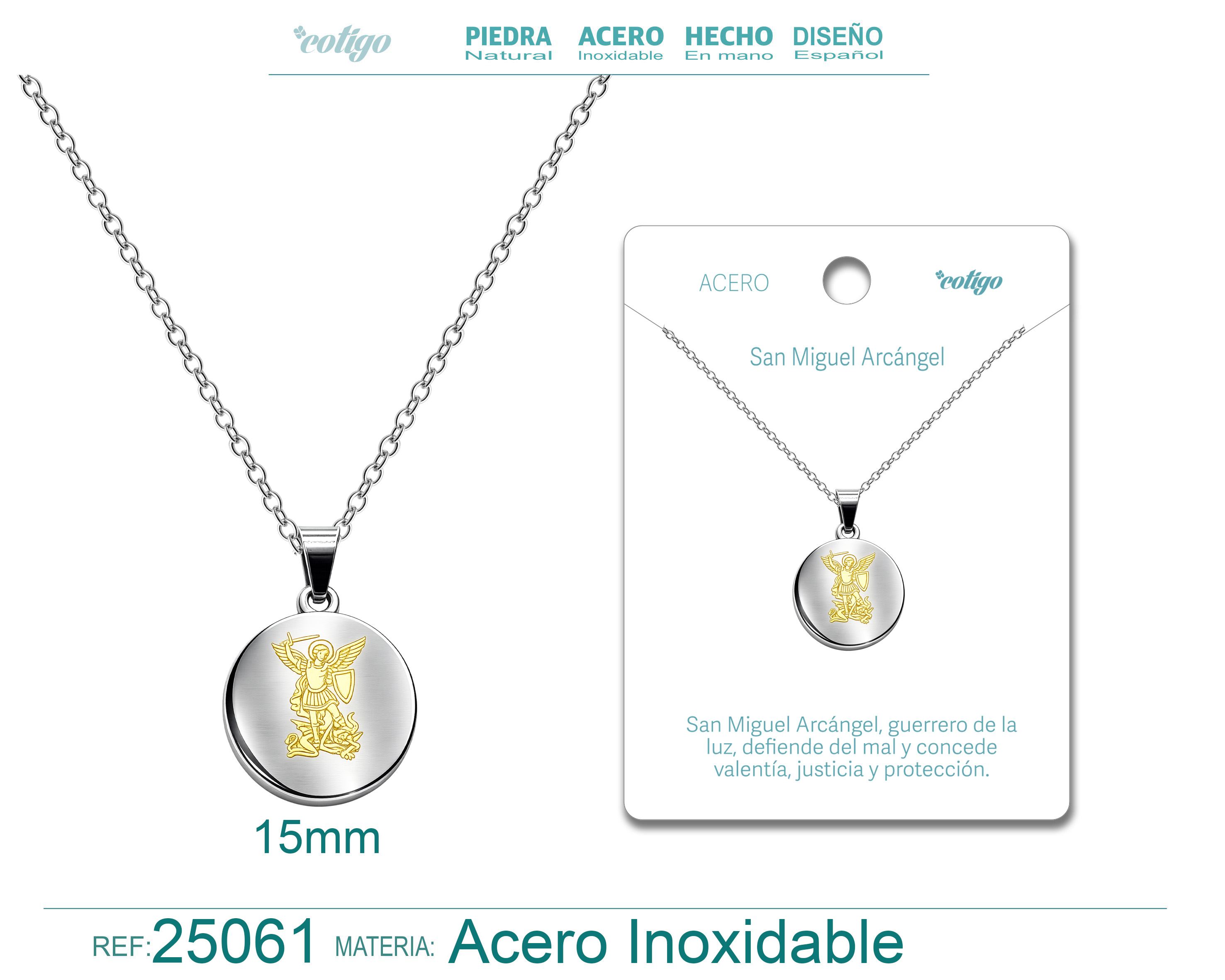 Colgante San Miquel de Arcangel Acero Inoxidable