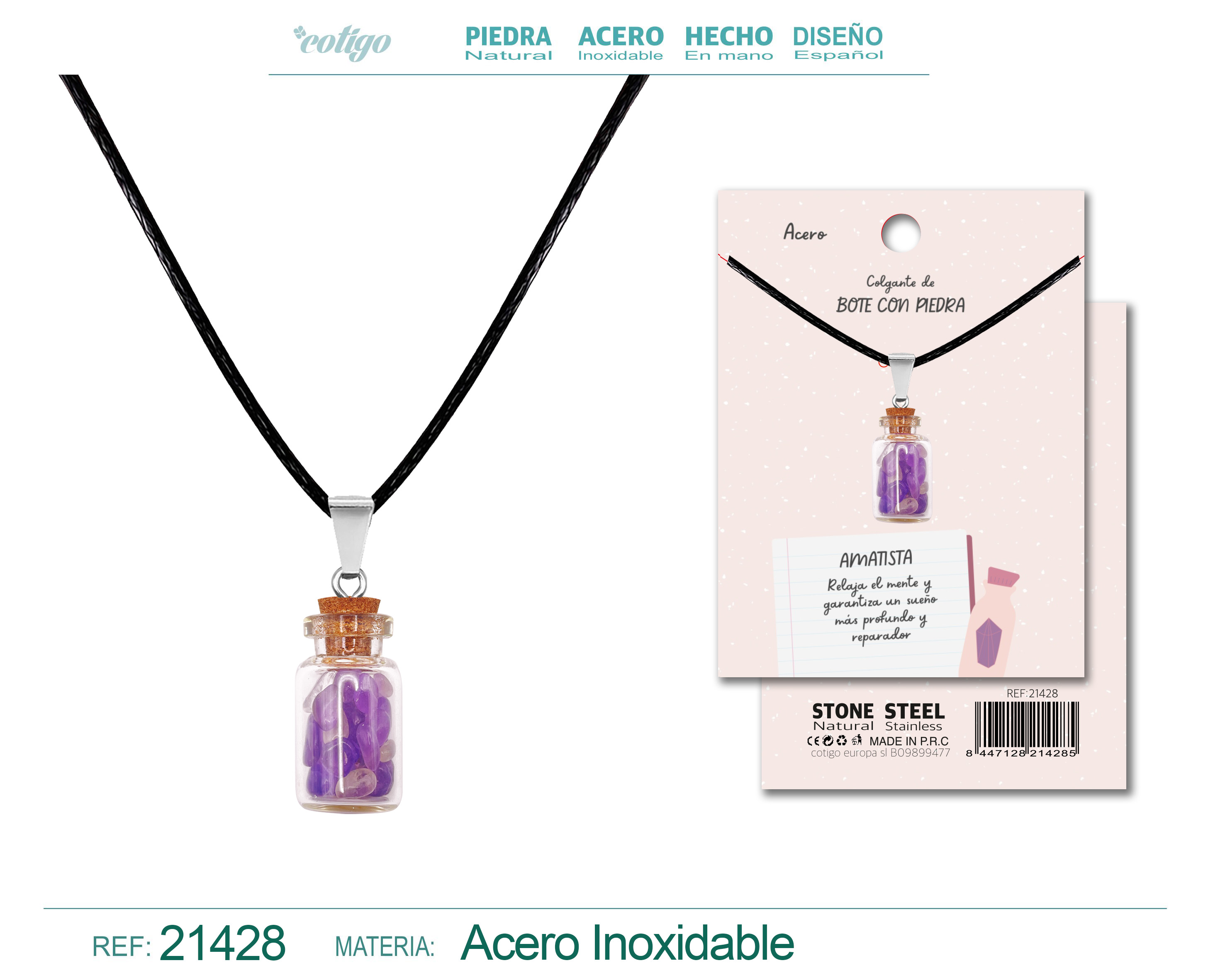 Colgante Bote de deseo con Amatista