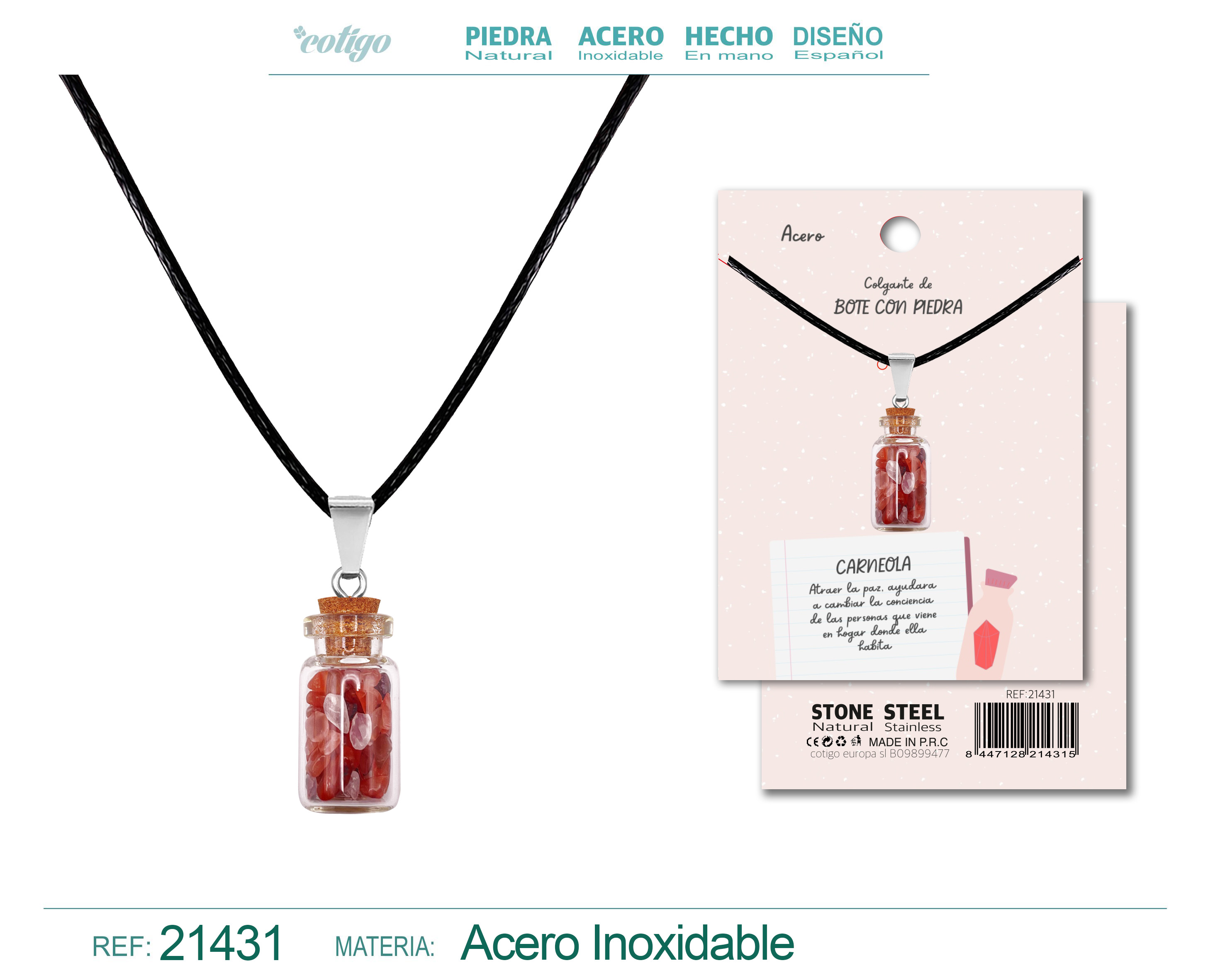 Colgante Bote de deseo con Carneola