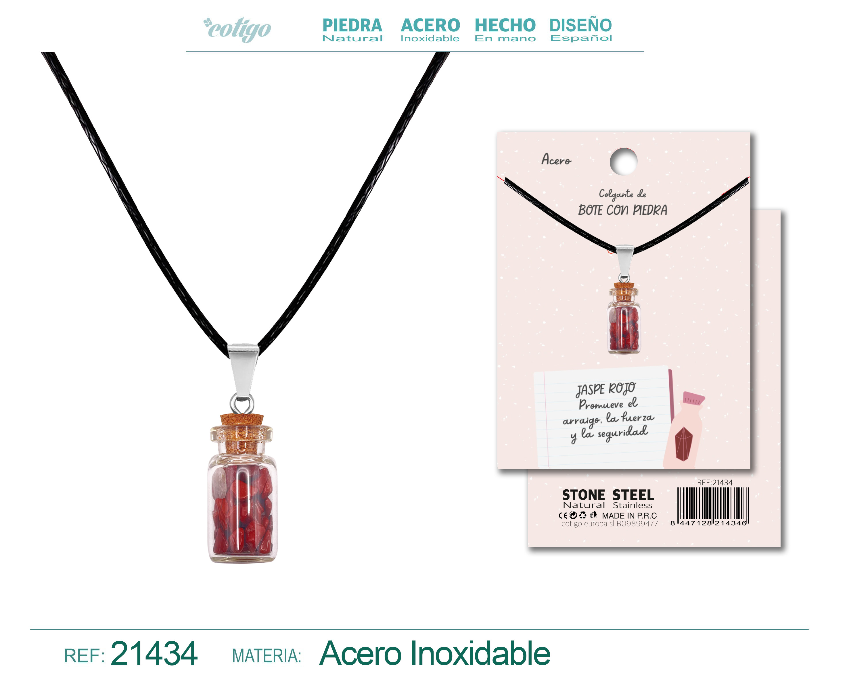 Colgante Bote de deseo con Jaspe rojo