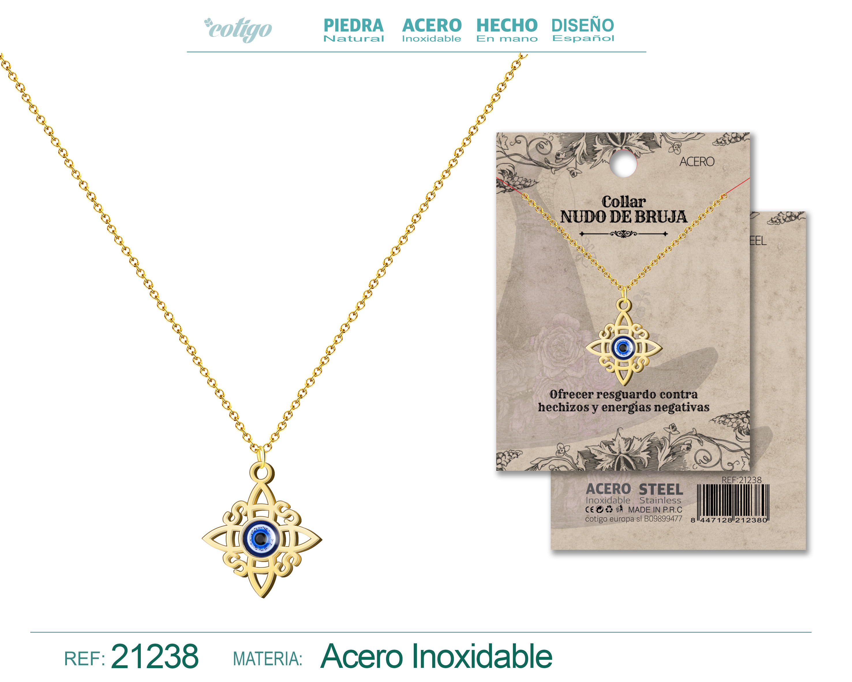 COLGANTE NUDO BRUJA ACERO DORADO