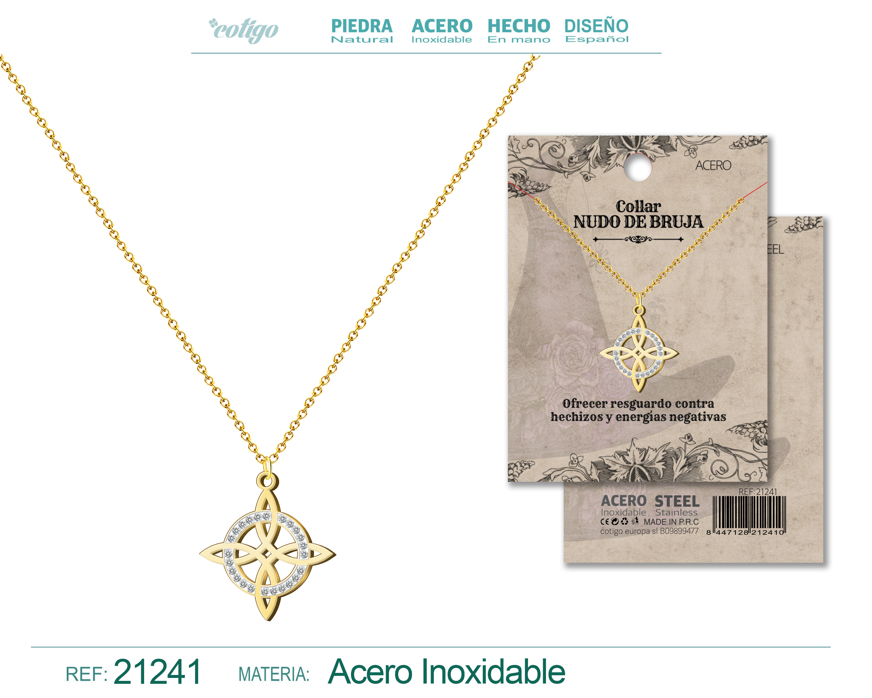 COLGANTE NUDO BRUJA ACERO DORADO