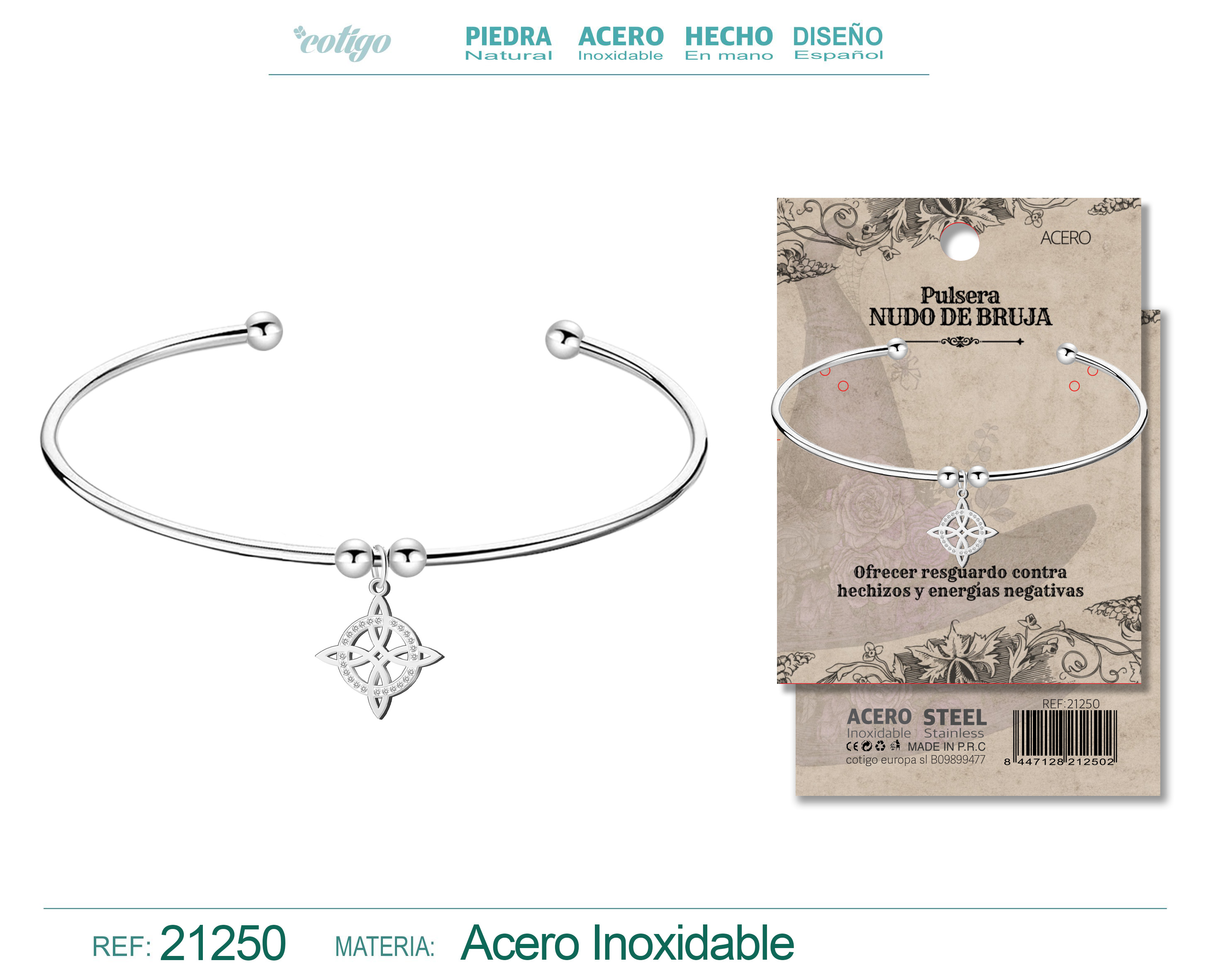 BRAZALETE NUDO BRUJA ACERO PLATEADO
