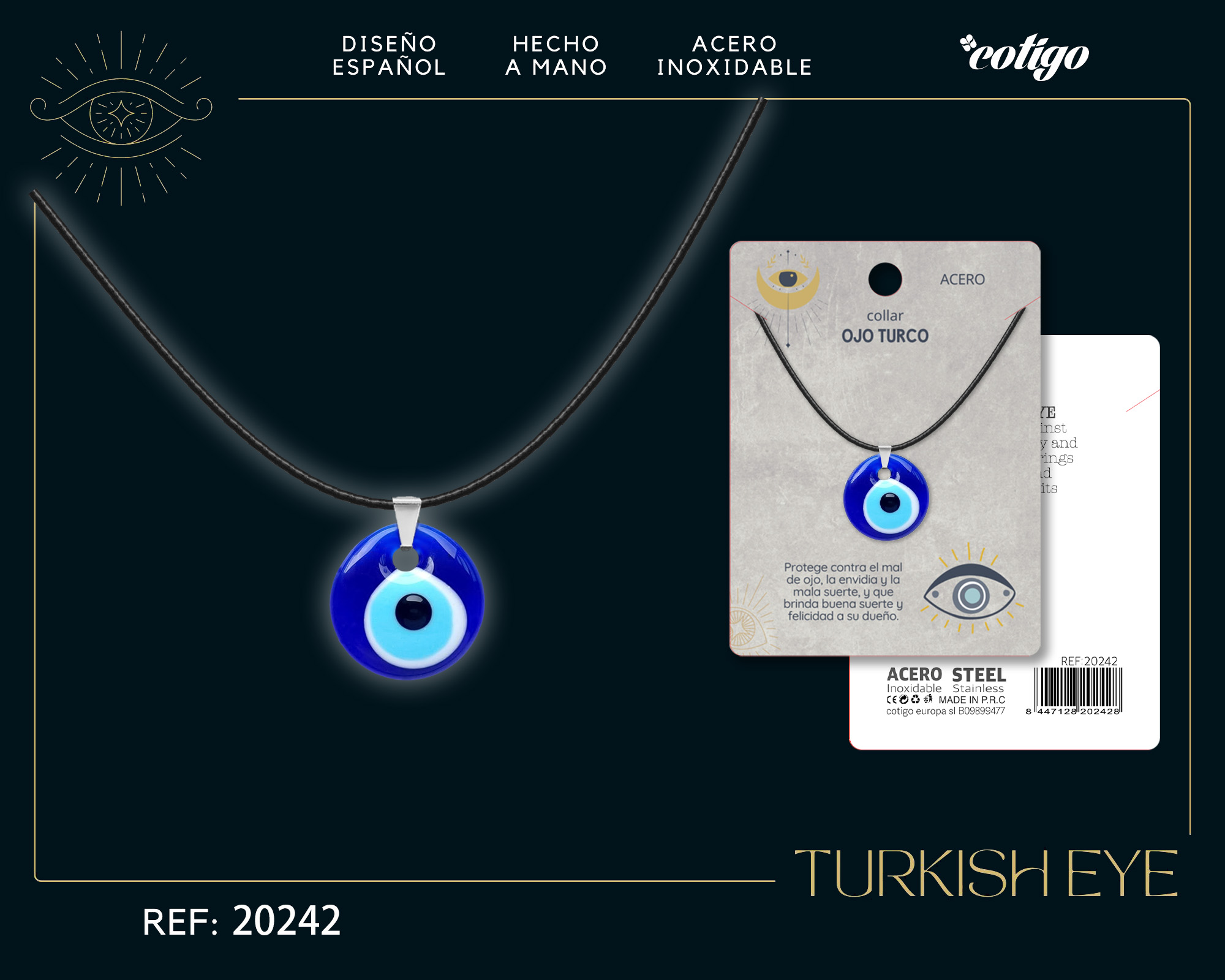 Collar Ojo turco Acero color Plateado