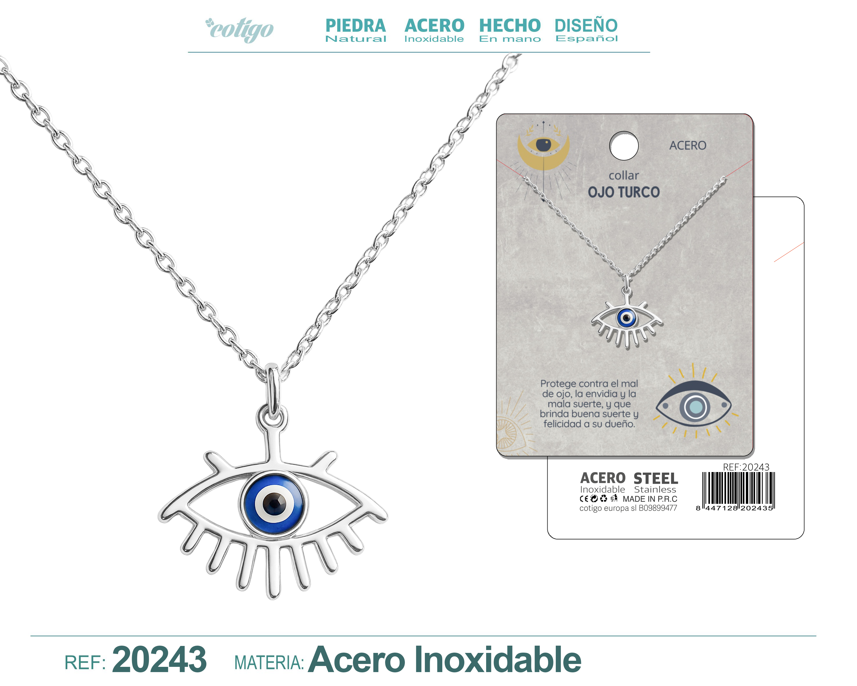 Collar Ojo turco Acero