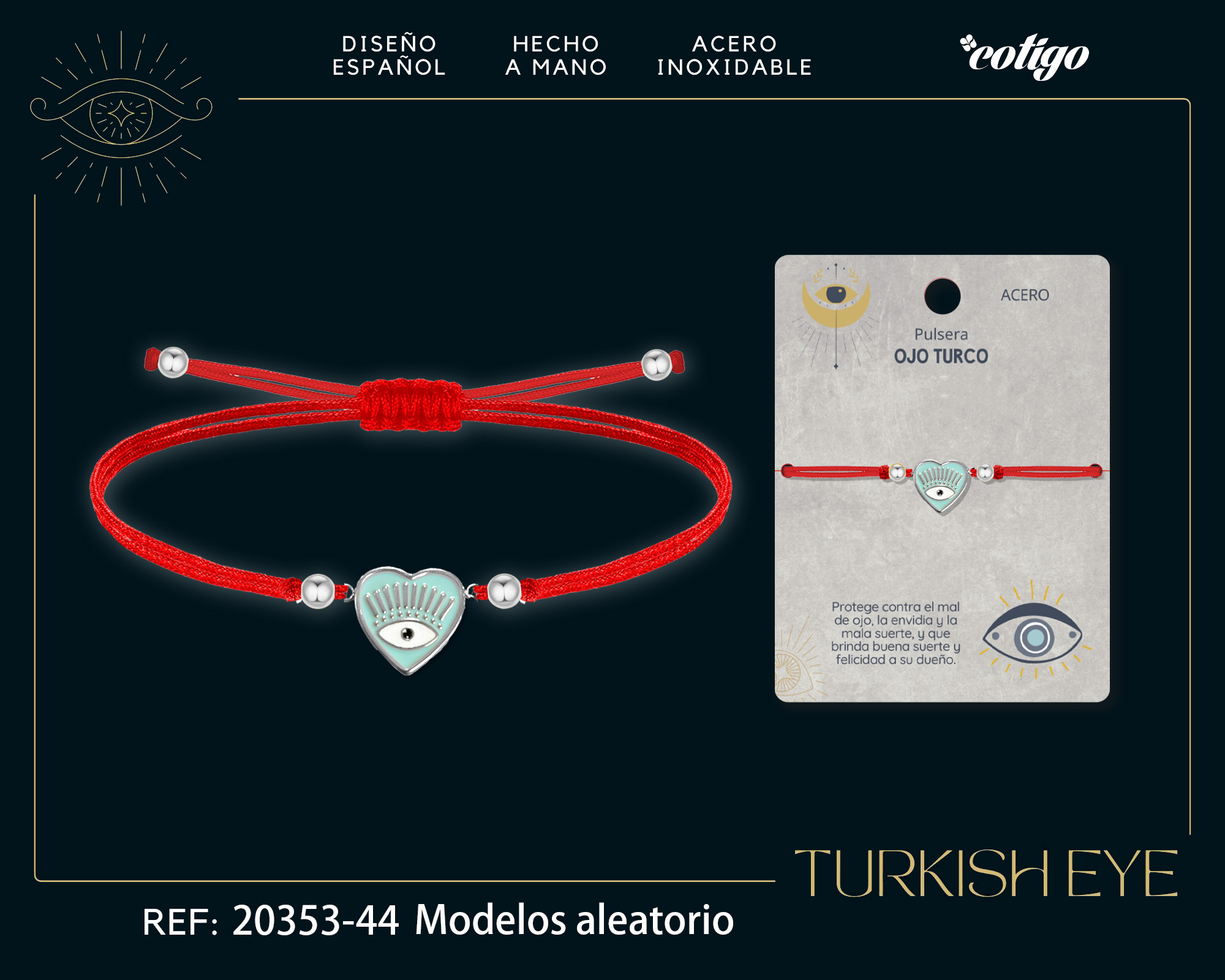 Pulsera Hilo encerado Rojo CON OJO TURCO Plateado