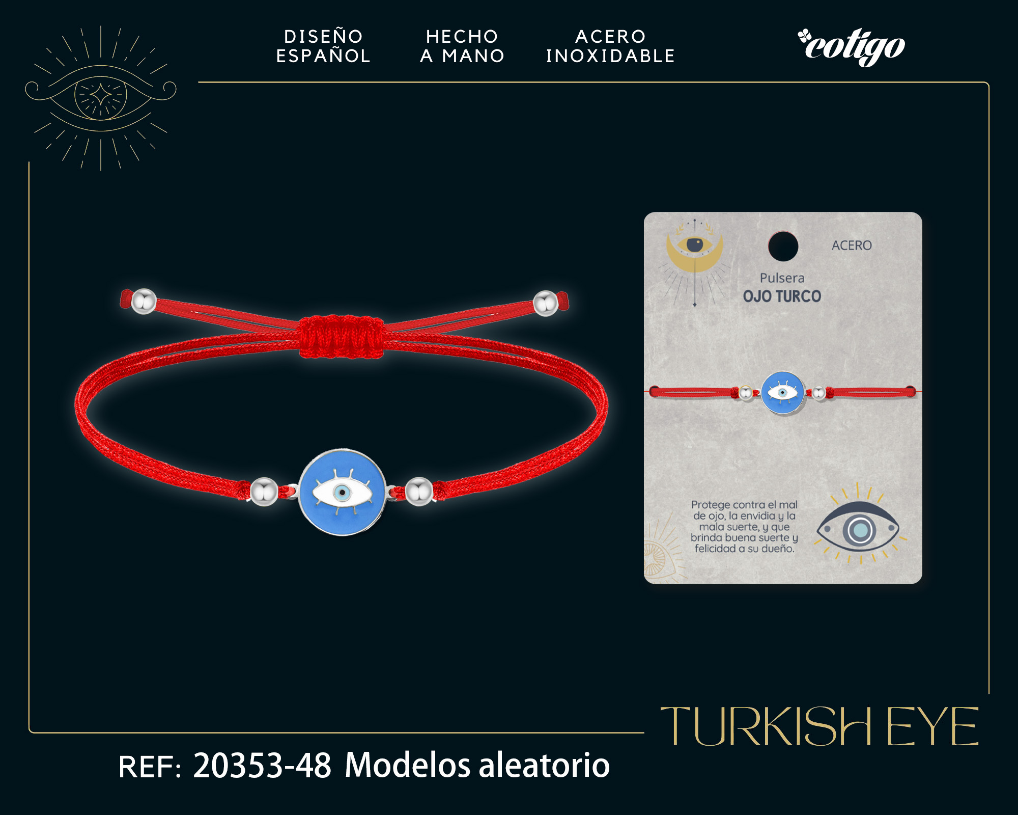 Pulsera Hilo encerado Rojo CON OJO TURCO Plateado