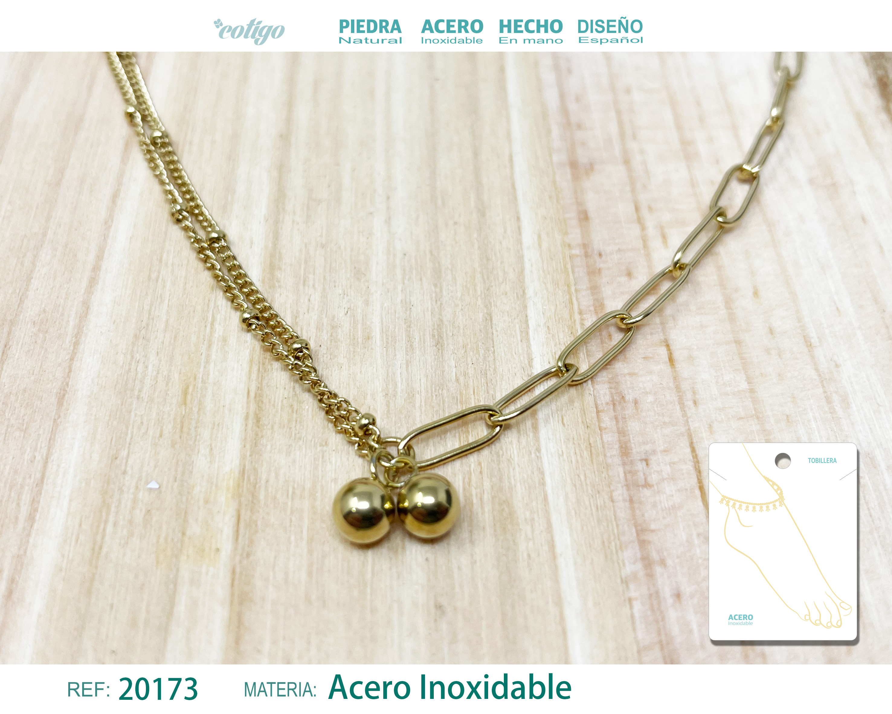 Tobillera Acero color Dorado
