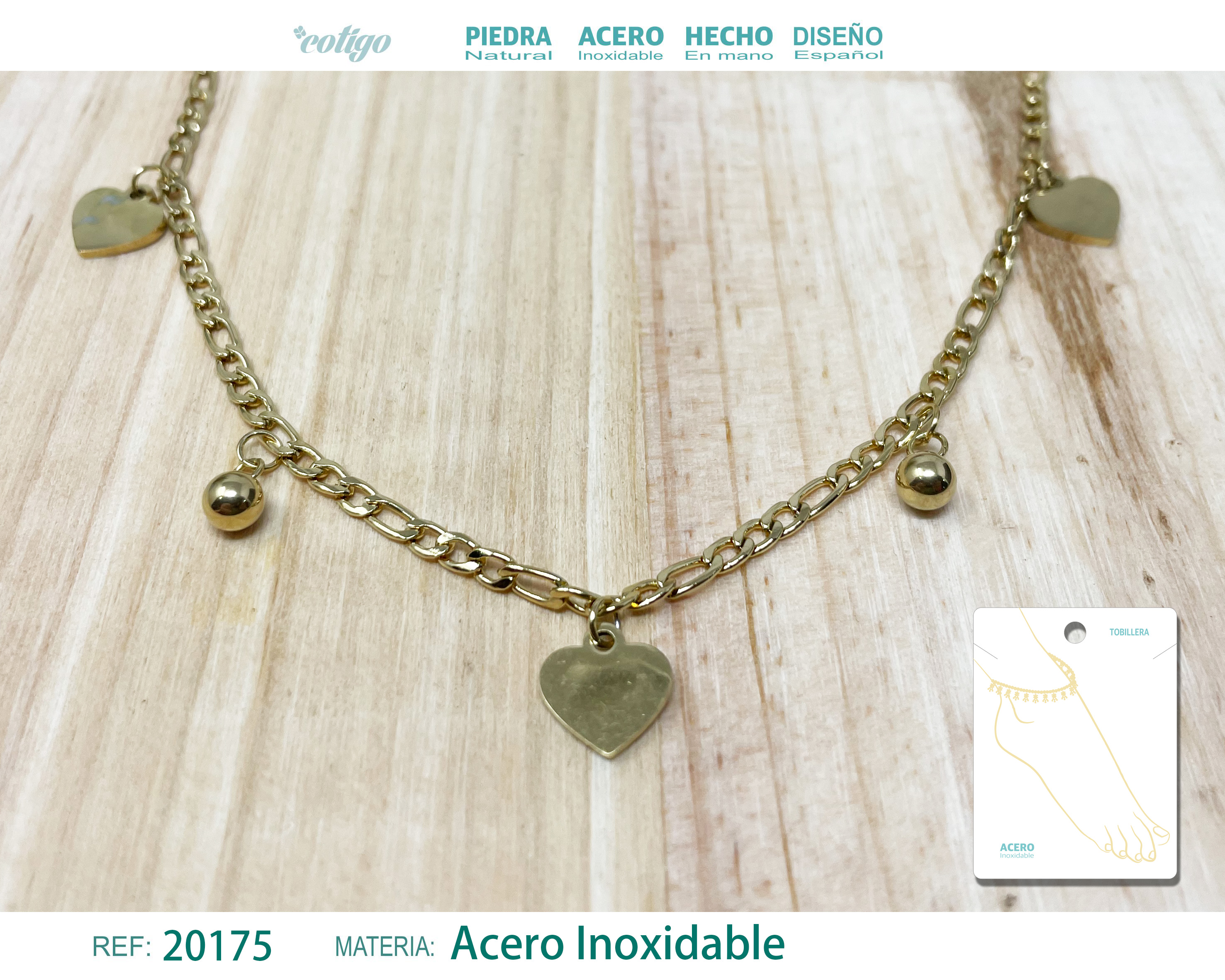 Tobillera Acero color Dorado