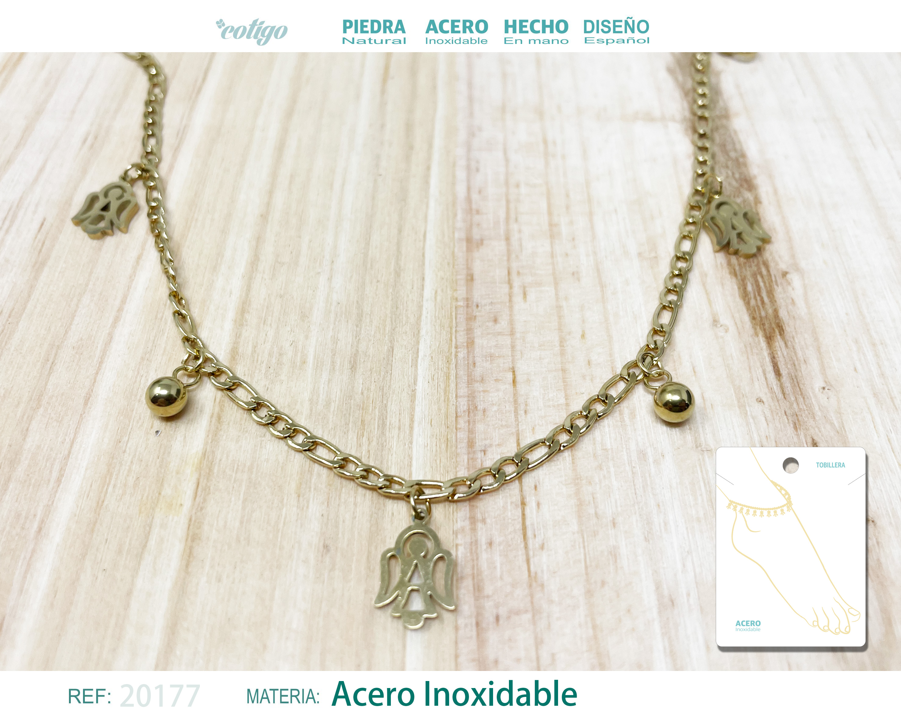 Tobillera Acero color Dorado